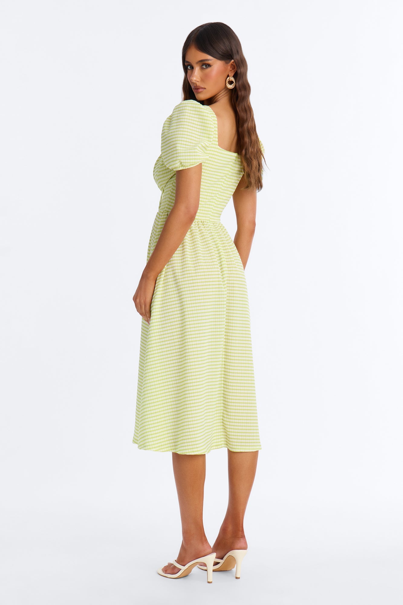 Cecelia Striped Midi Dress - Green/combo Fashion Nova