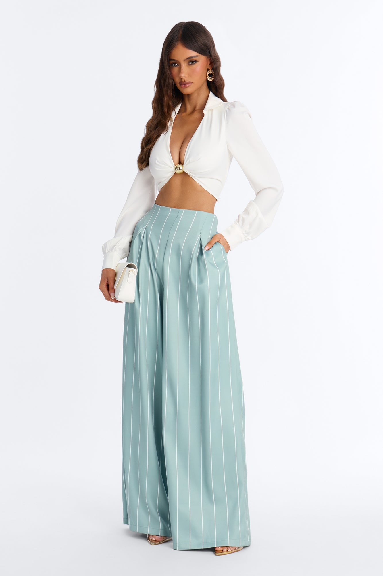 High Standards Pinstripe Trouser Pant 34″ - Sage Fashion Nova