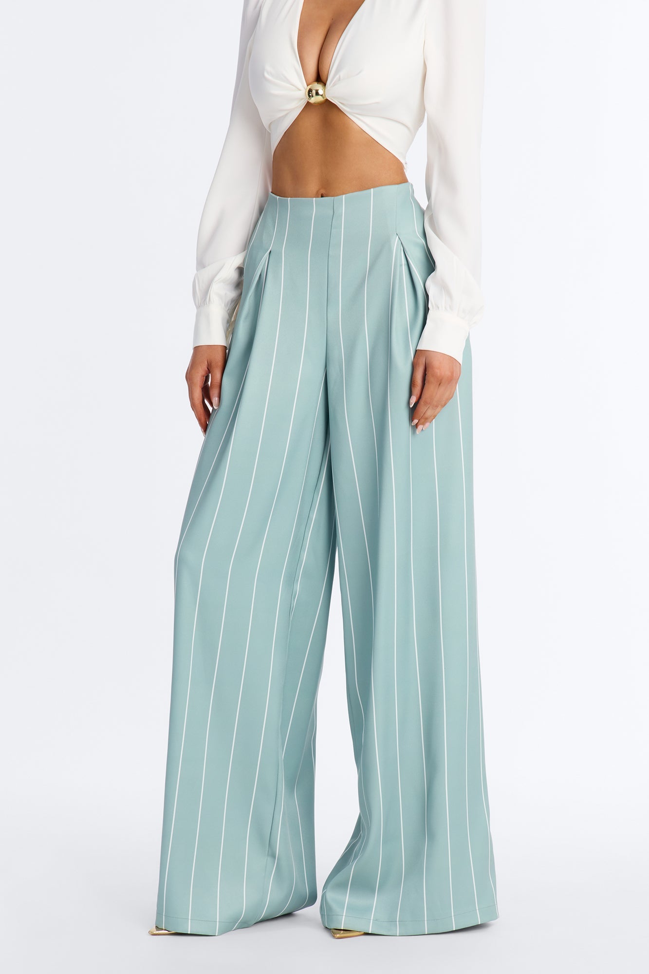 High Standards Pinstripe Trouser Pant 34″ - Sage Fashion Nova