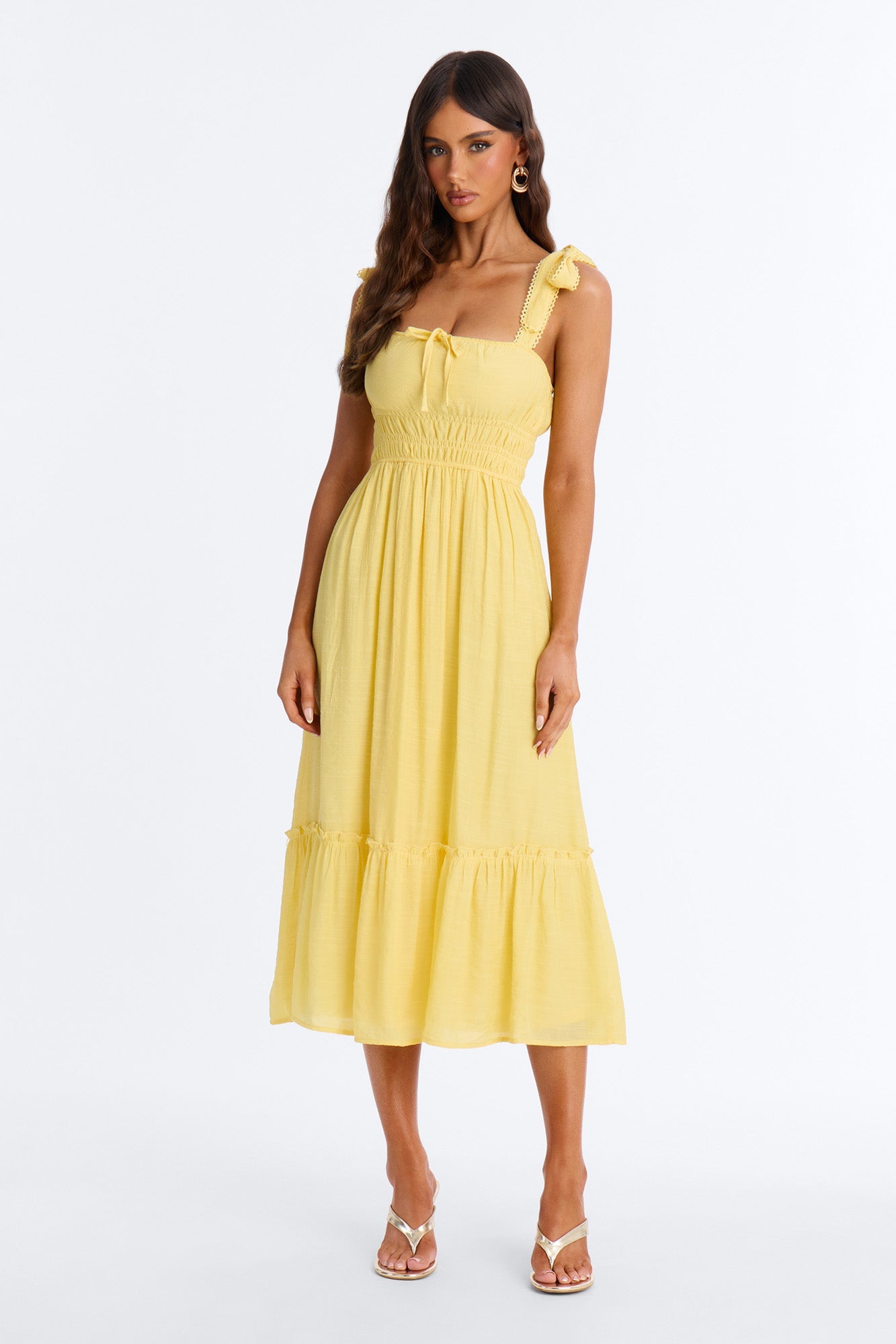 Greta Poplin Midi Dress - Yellow Fashion Nova