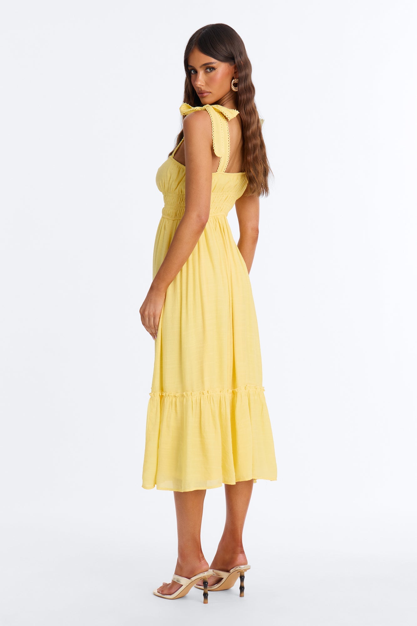 Greta Poplin Midi Dress - Yellow Fashion Nova