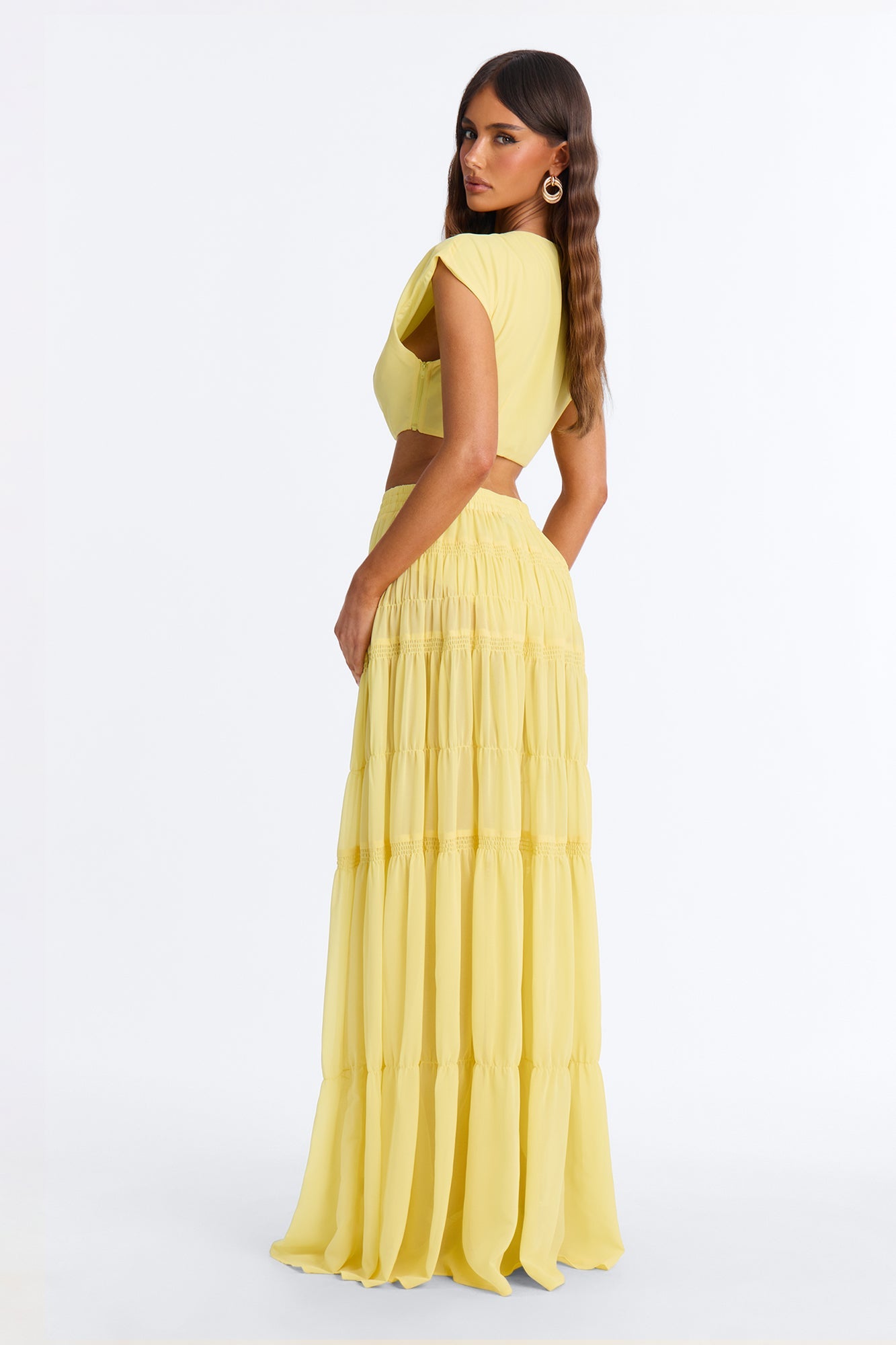 Sorrento Summer Chiffon Maxi Skirt Set - Yellow