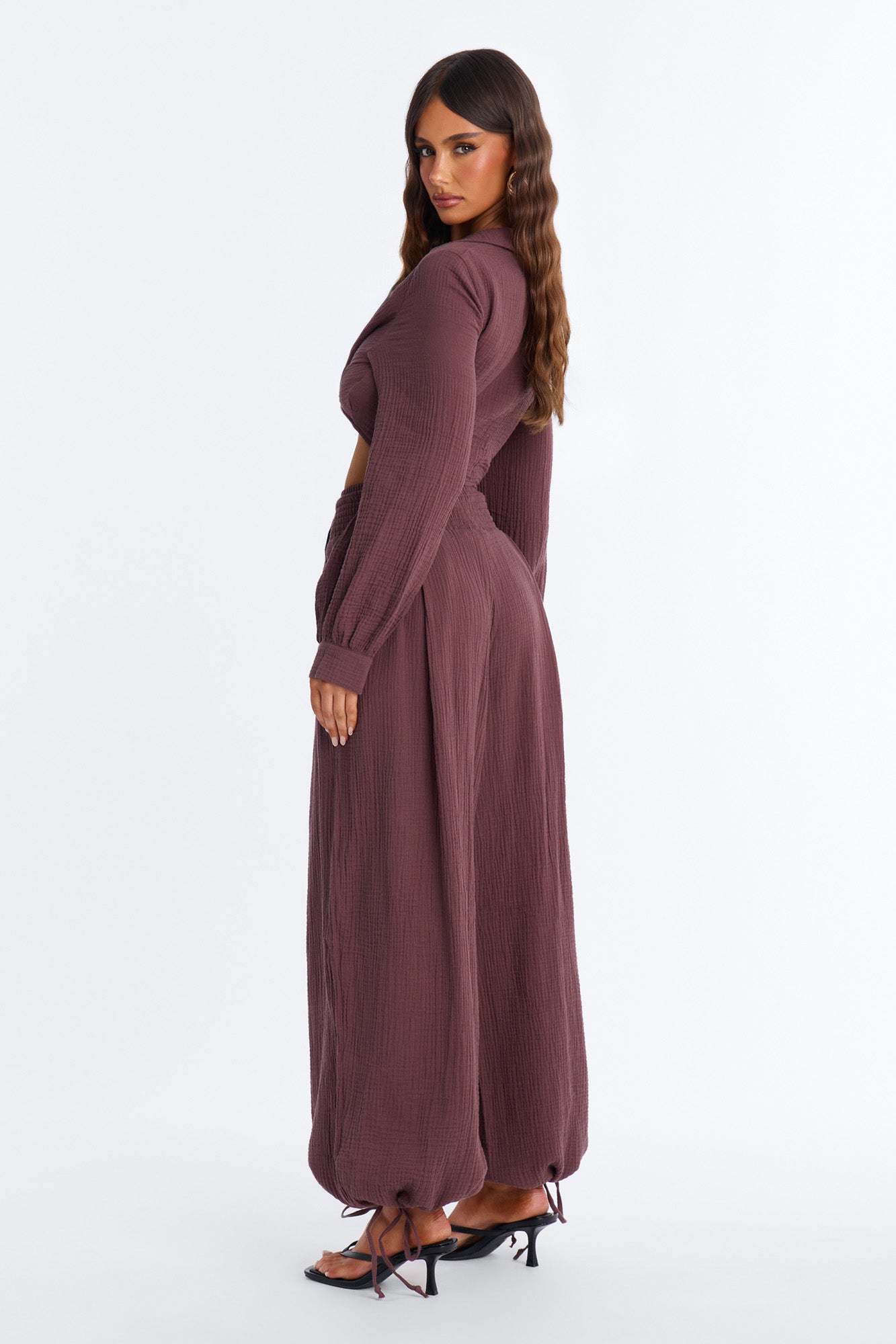 Bianca Gauze Jogger Set - Chocolate NEWFASHIONEDGE