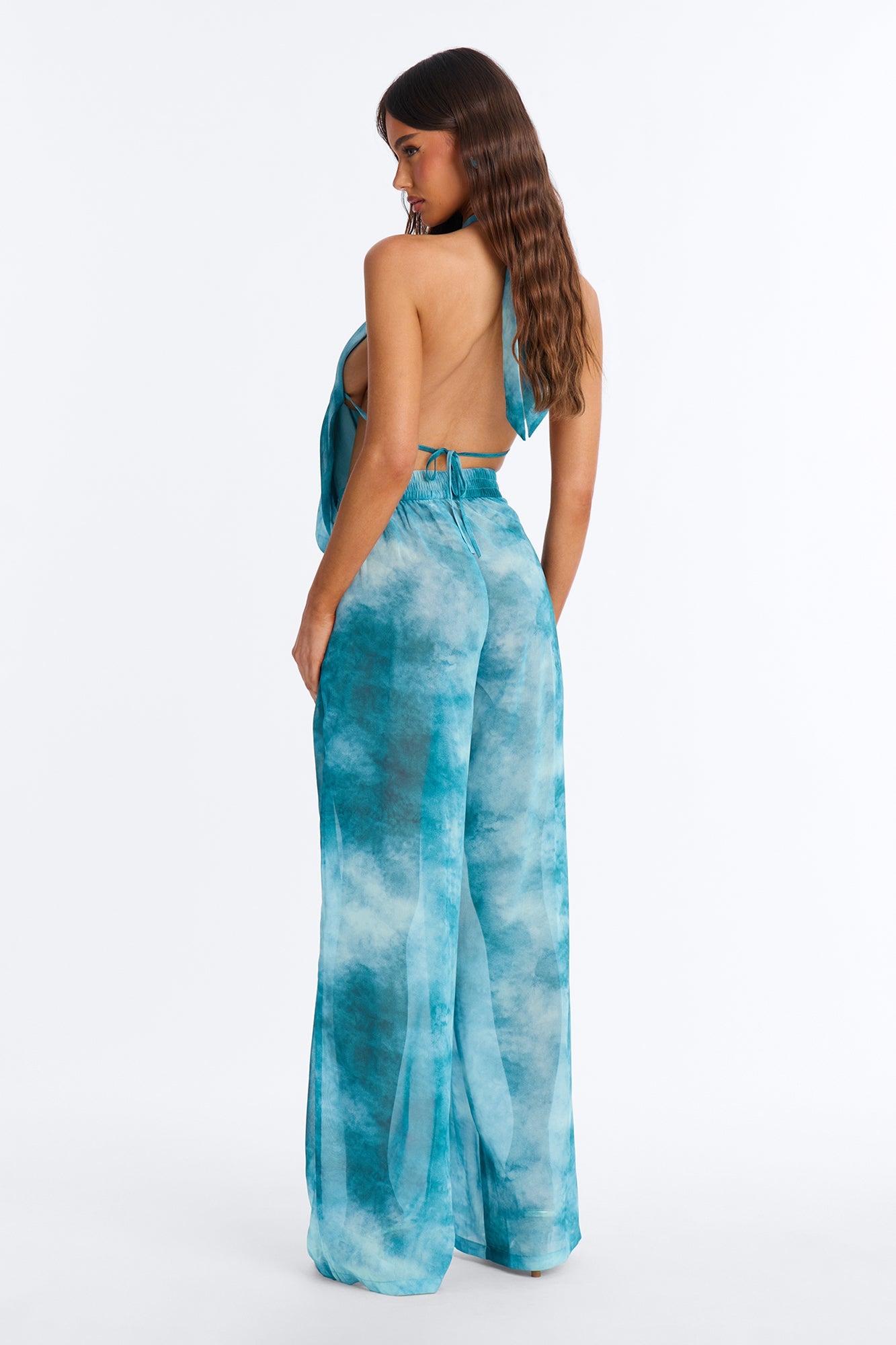 Island Goddess Halter Cut Out Jumpsuit - Teal Fashion Nova