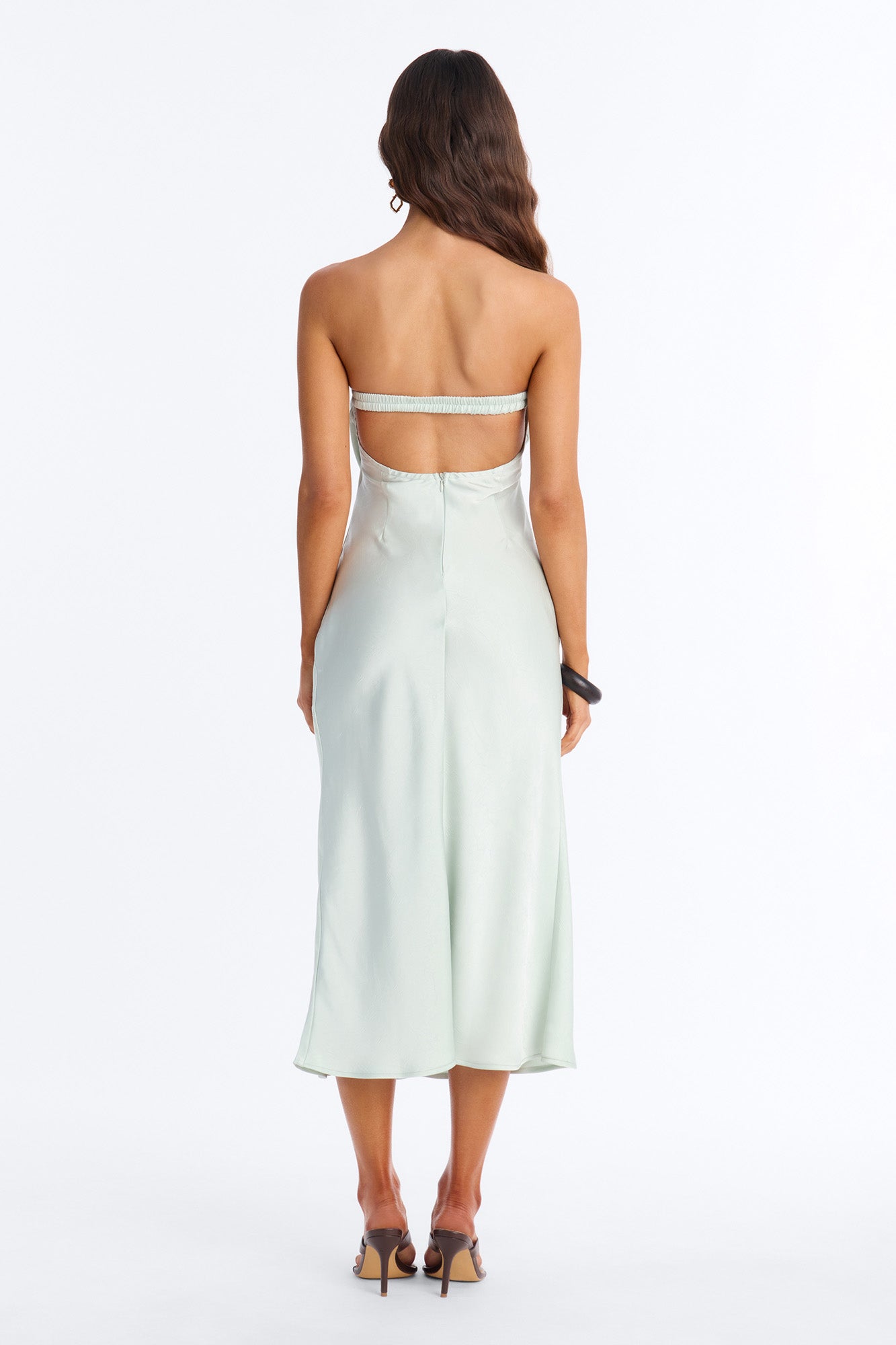 Inna Strapless Satin Midi Dress - Mint NEWFASHIONEDGE
