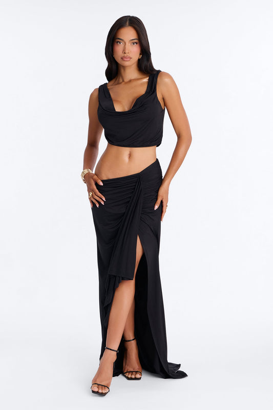 Fairytale Cowl Neck Maxi Skirt Set - Black