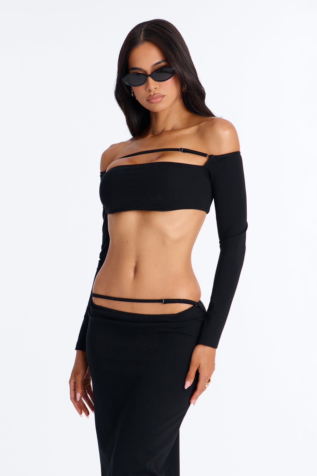 Rebel Ponte Maxi Skirt Set - Black