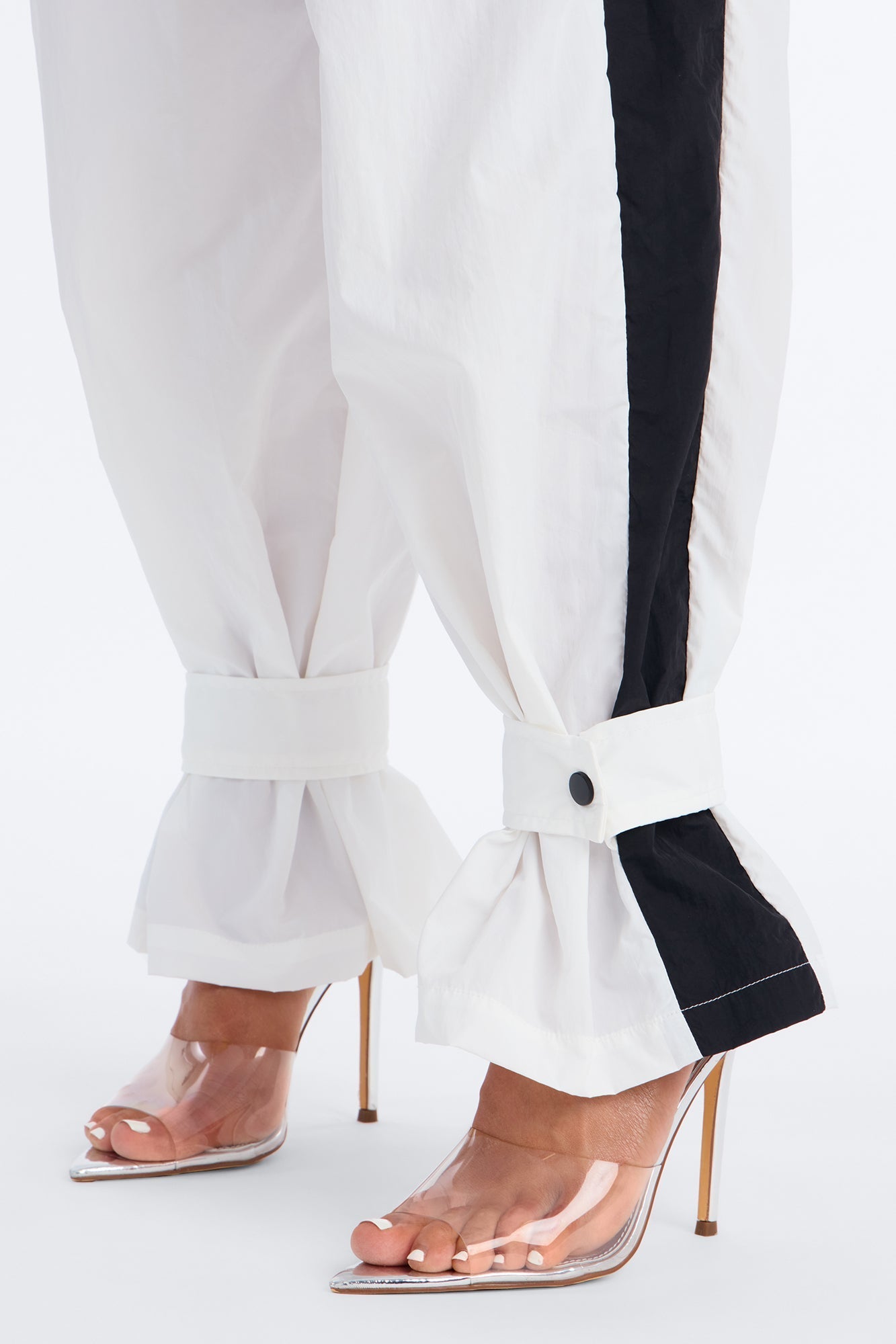 Colette Nylon Pant Set - White/Black NEWFASHIONEDGE