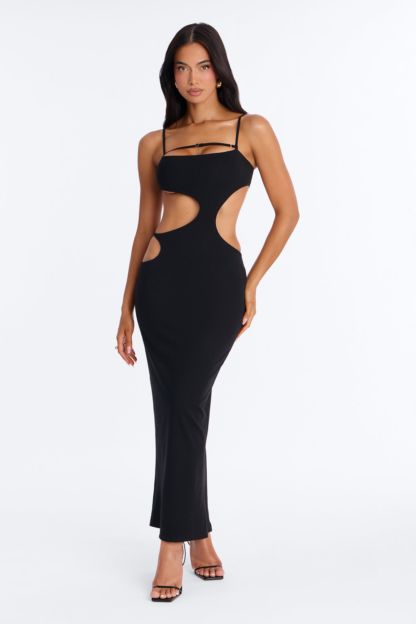 Rebel Ponte Cut Out Maxi Dress - Black NEWFASHIONEDGE