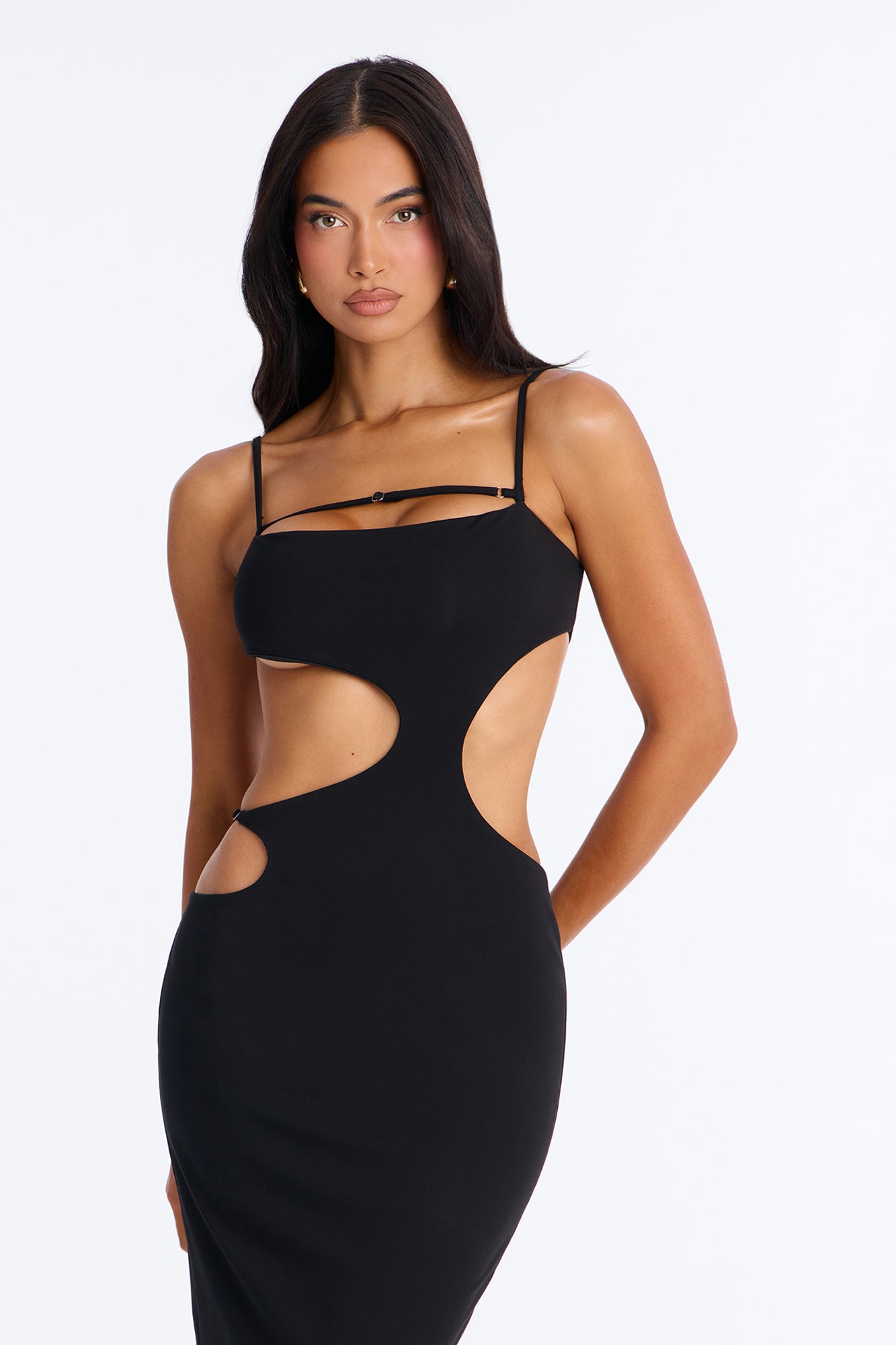 Rebel Ponte Cut Out Maxi Dress - Black NEWFASHIONEDGE