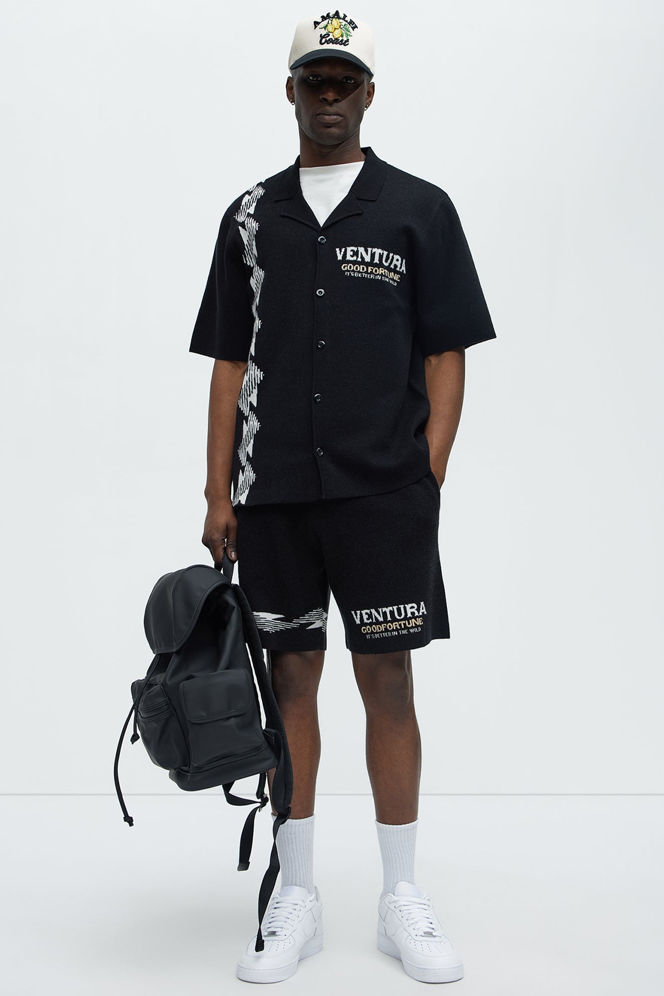 Dragon Palm Knitted Relaxed Shorts - Black/combo