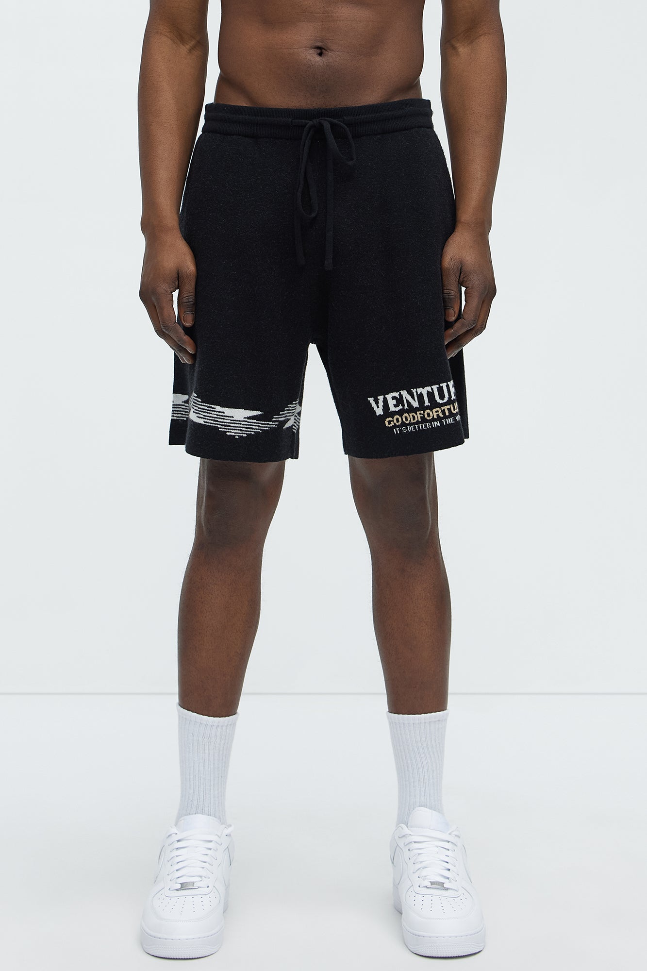 Dragon Palm Knitted Relaxed Shorts - Black/combo