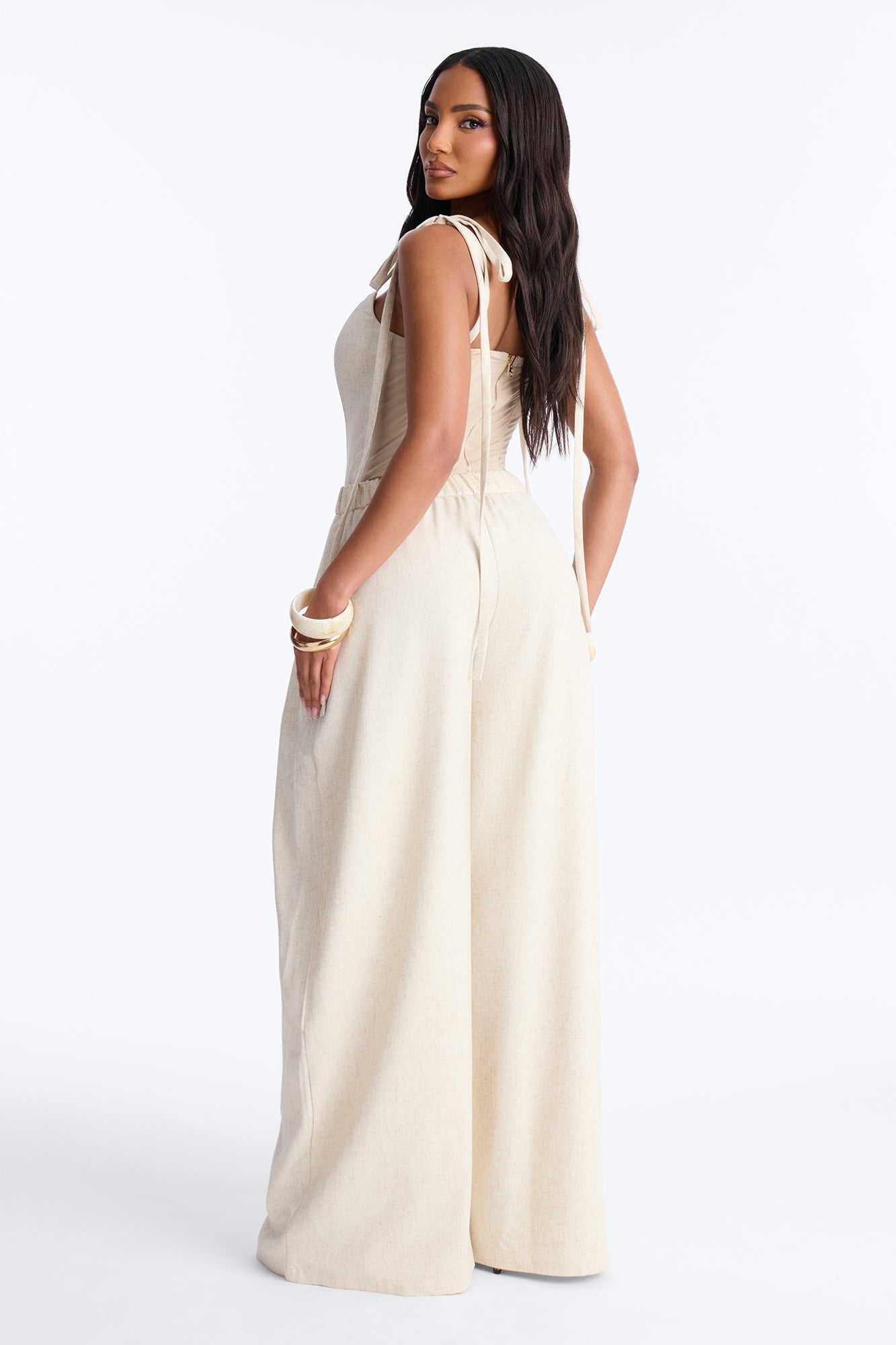 Muse Behavior Corset Linen Pant Set - Natural