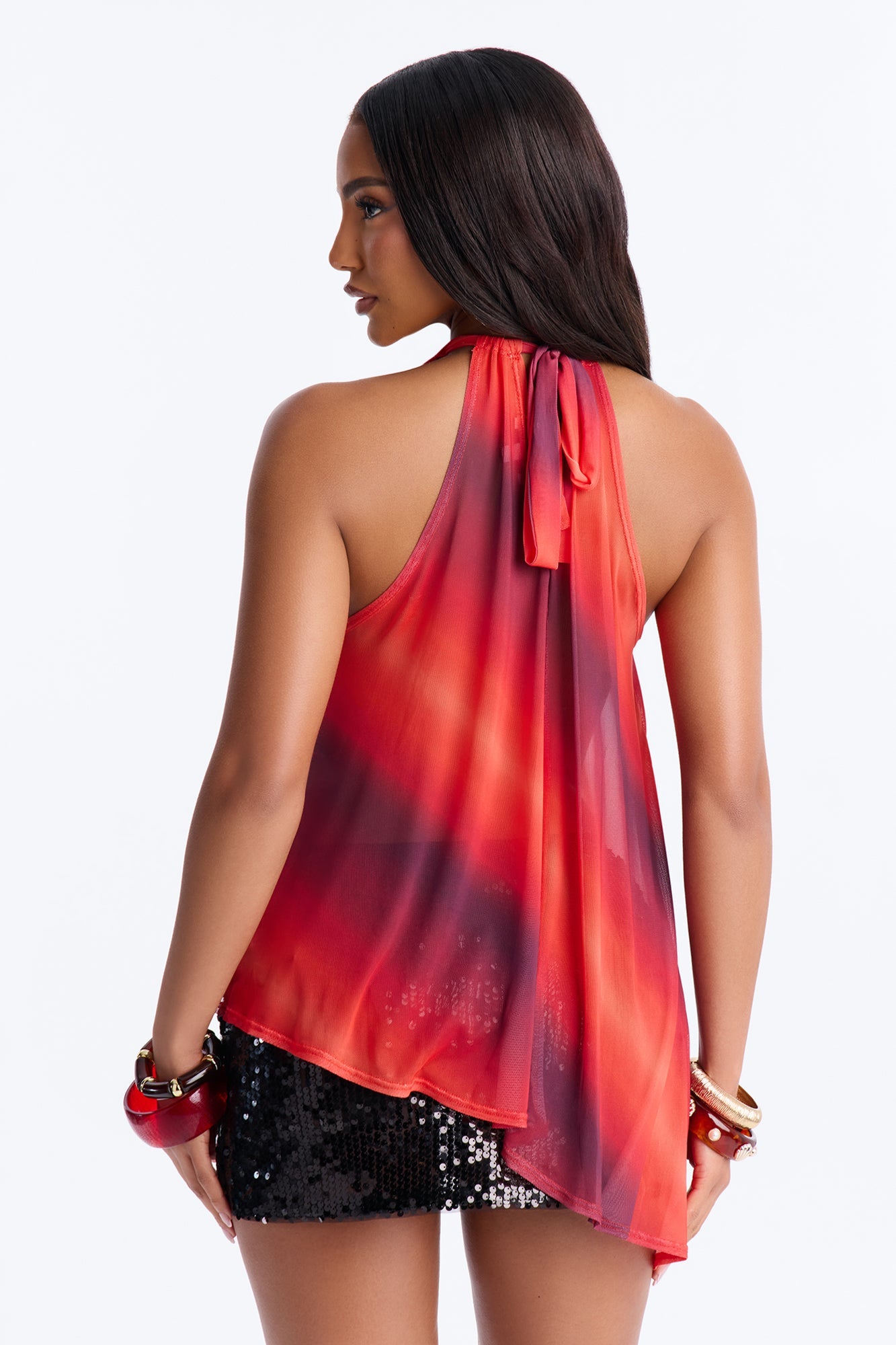 Amber Sky Ombre Asymmetrical Sleeveless Top - Orange/combo Fashion Nova