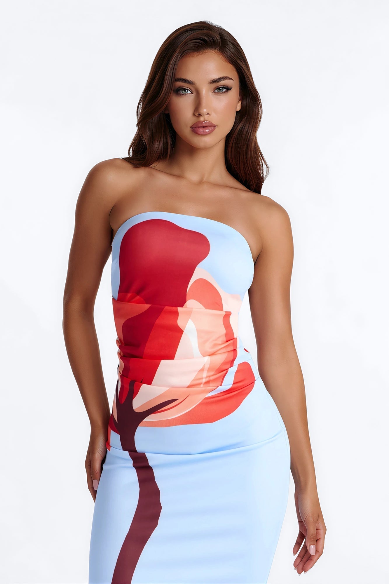 Virginia Floral Midi Dress - Blue/combo