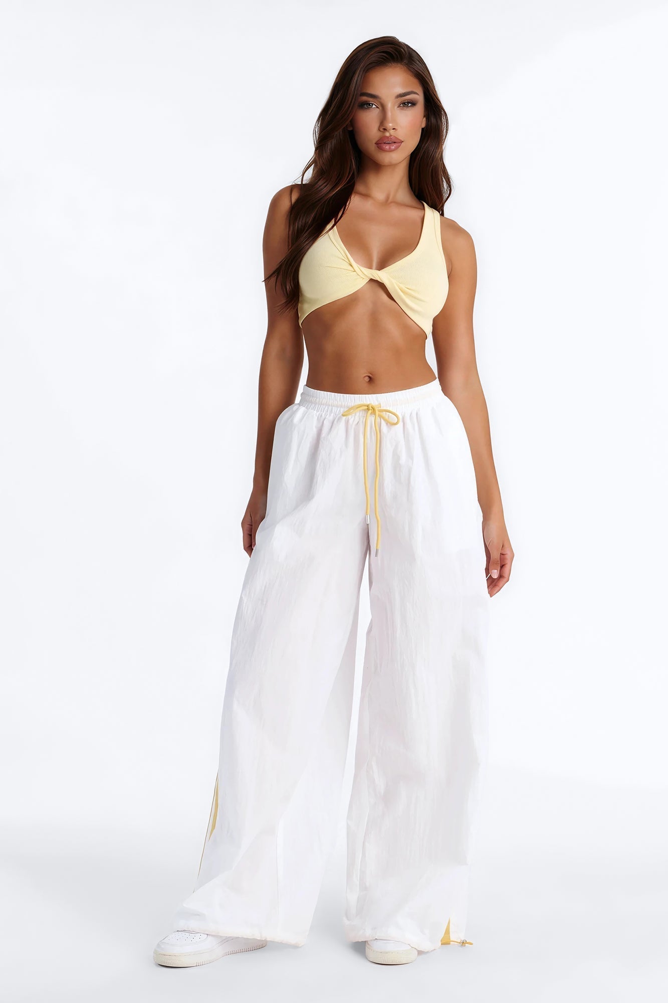 Hot In Here Twist Ribbed Cropped Tank Top - Butter Yellow