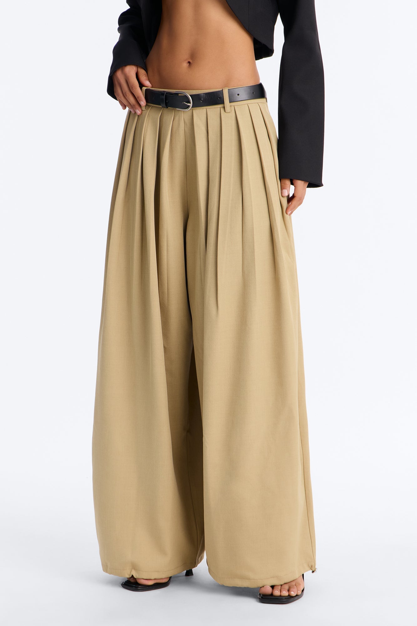 Gemma High Rise Belted Jogger - Khaki