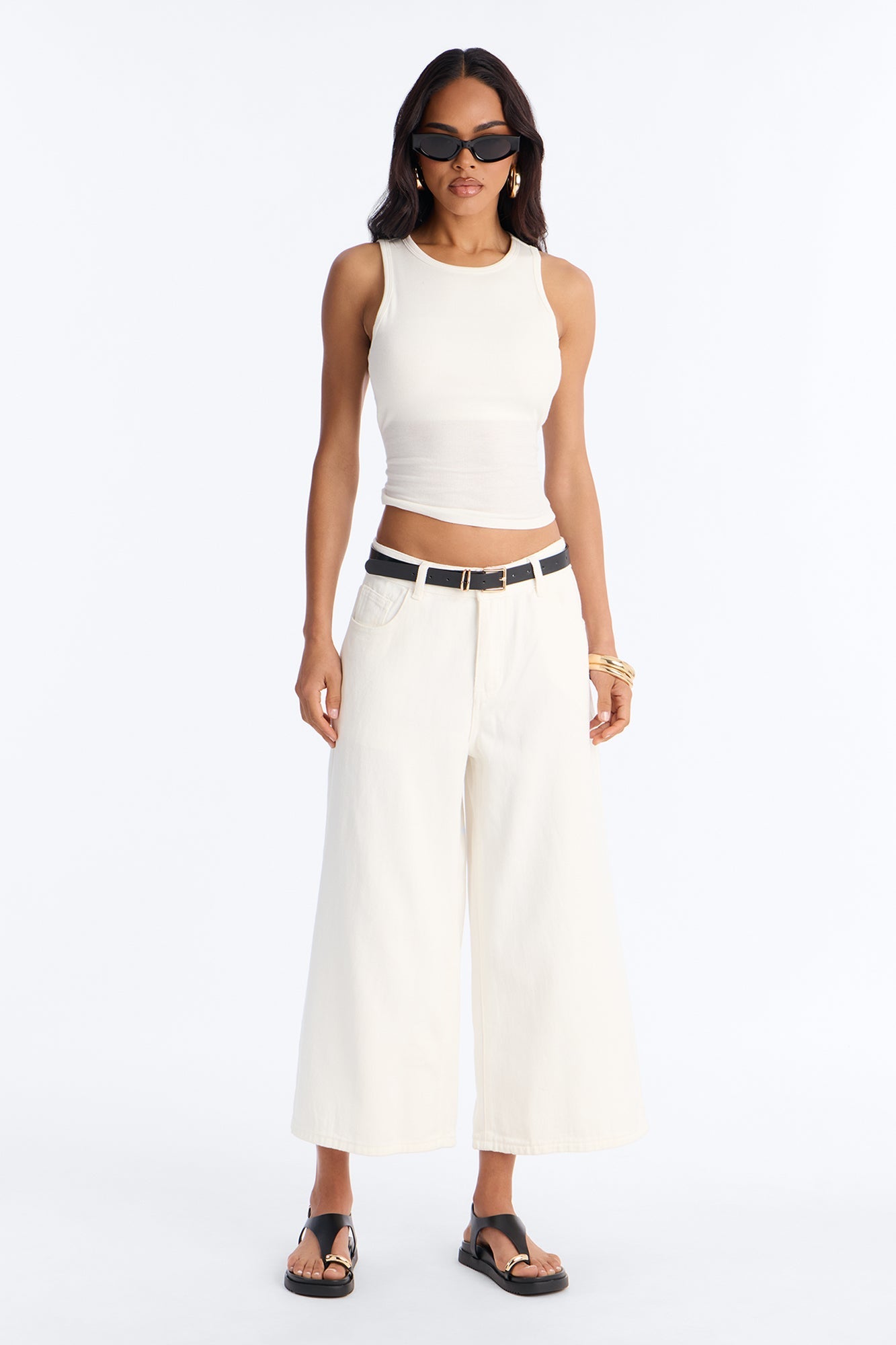 Bailey Built In Bra Ribbed Tank Top - White