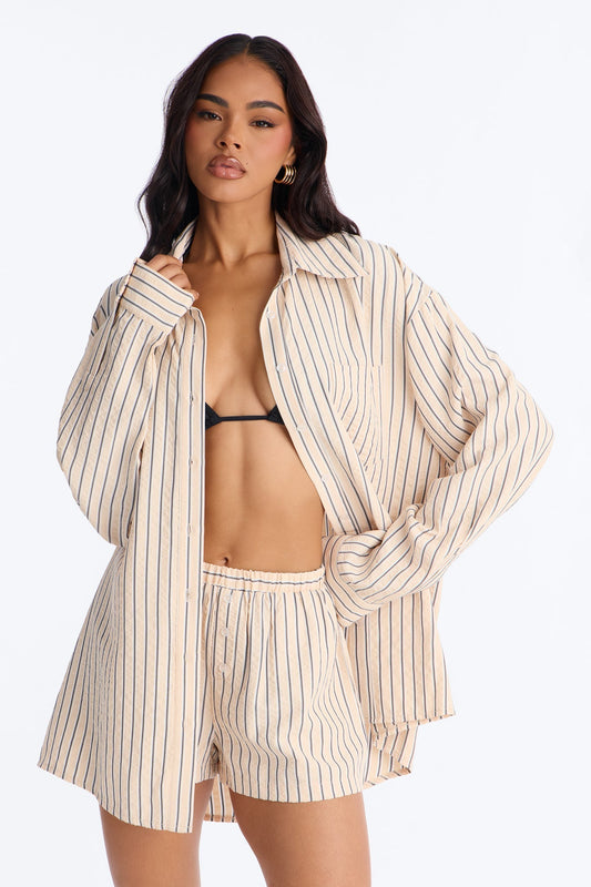 Aubrey Textured Striped Short Set - Yellow/combo NEWFASHIONEDGE