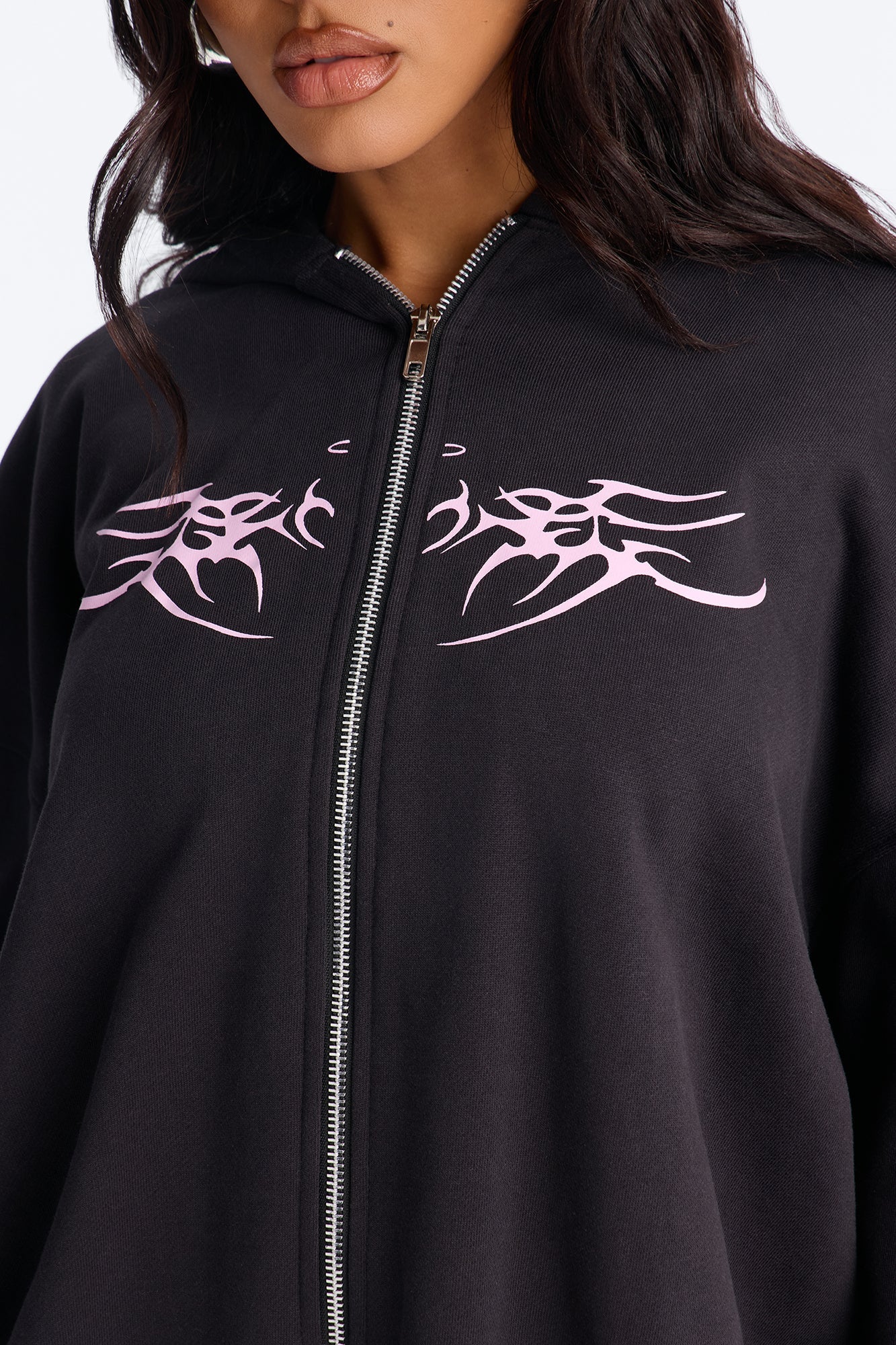 Pink Venom French Terry Jort Set - Black