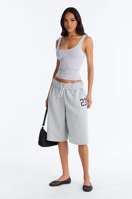 Tessa Fleece Sweatshort - Heather Grey NEWFASHIONEDGE