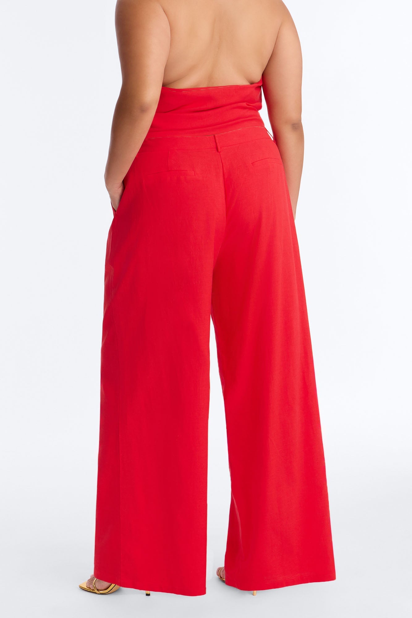 Ocean Breeze Linen Low Rise Pant 33″ - Tomato Red Fashion Nova