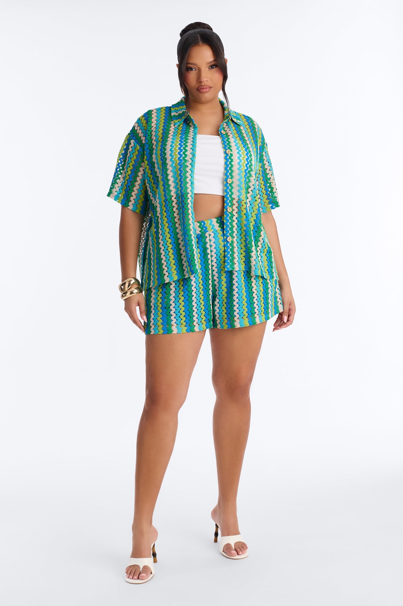 Marimar Crochet Short Set - Green/combo Fashion Nova