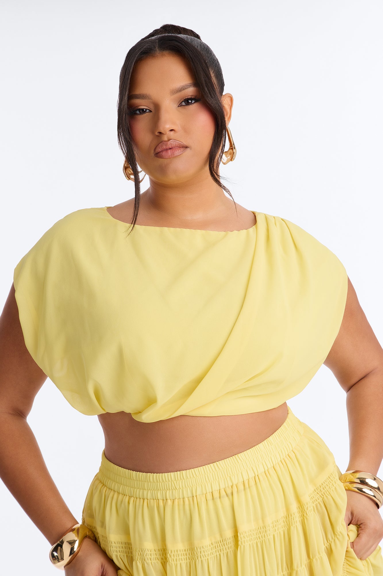 Sorrento Summer Chiffon Maxi Skirt Set - Yellow