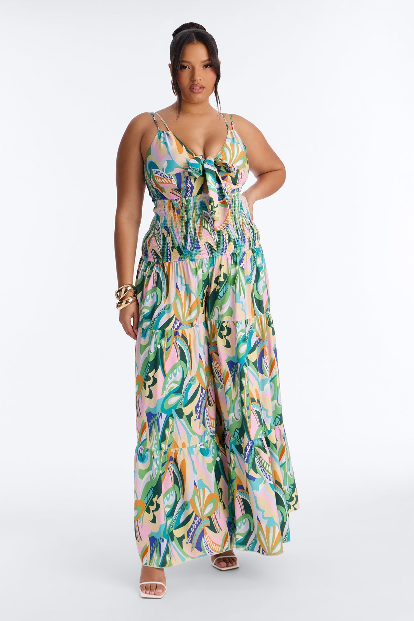 Mari Tiered Wide Leg Jumpsuit - Multi Color NEWFASHIONEDGE