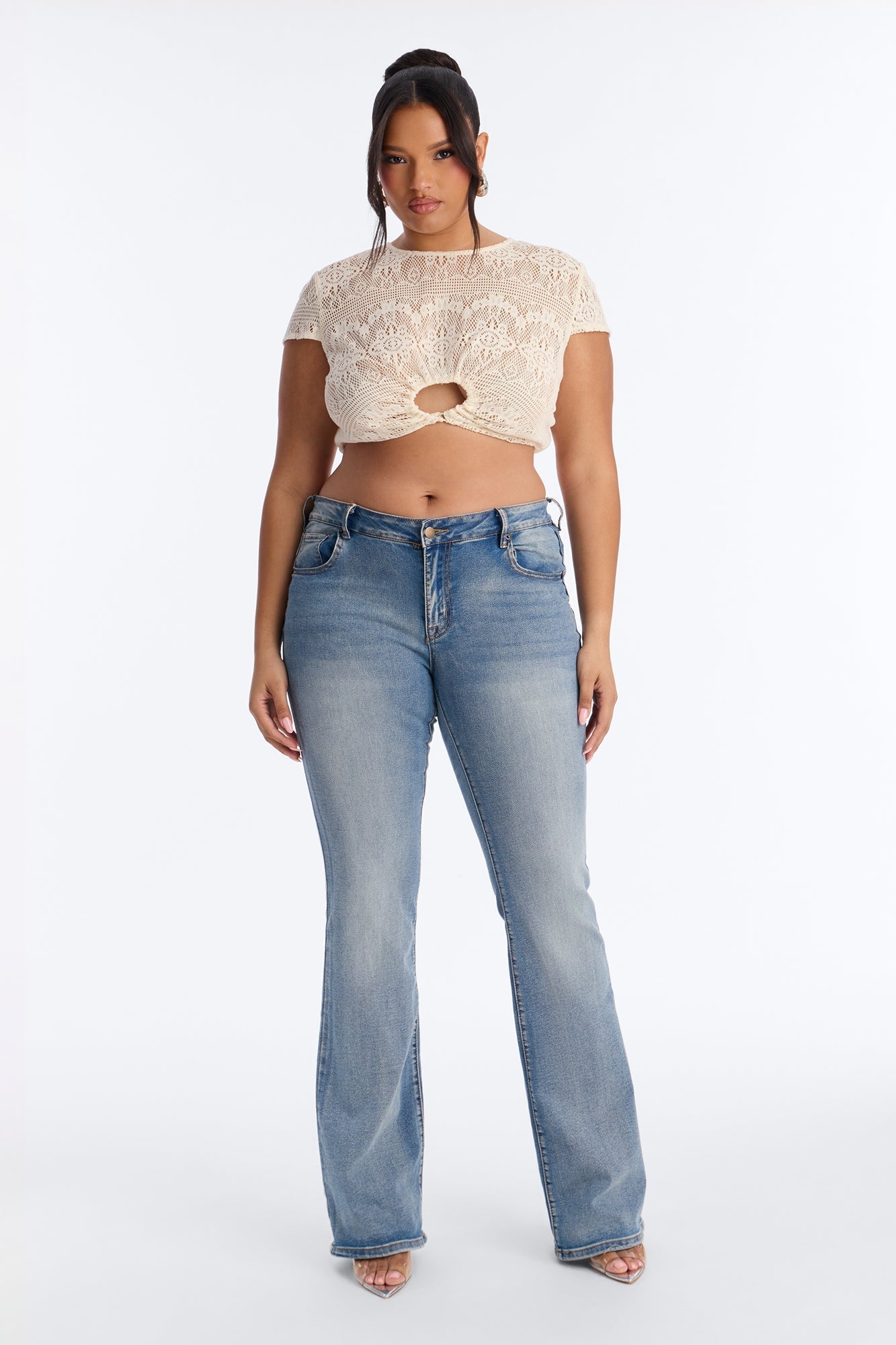 Living Between Sunsets Tie Back Crochet Top - Cream NEWFASHIONEDGE