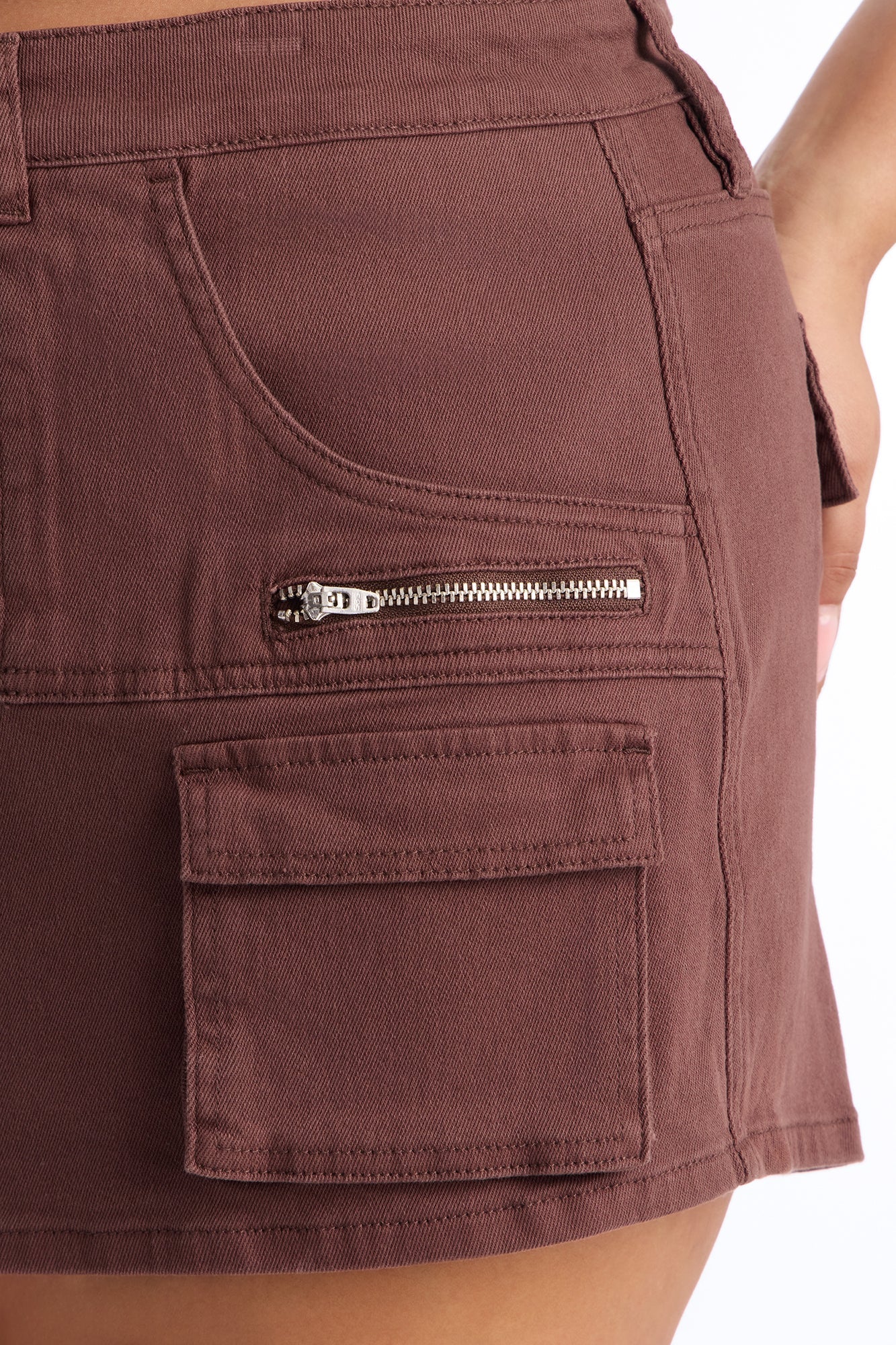 Feel The Pressure Cargo Mini Skort - Brown NEWFASHIONEDGE