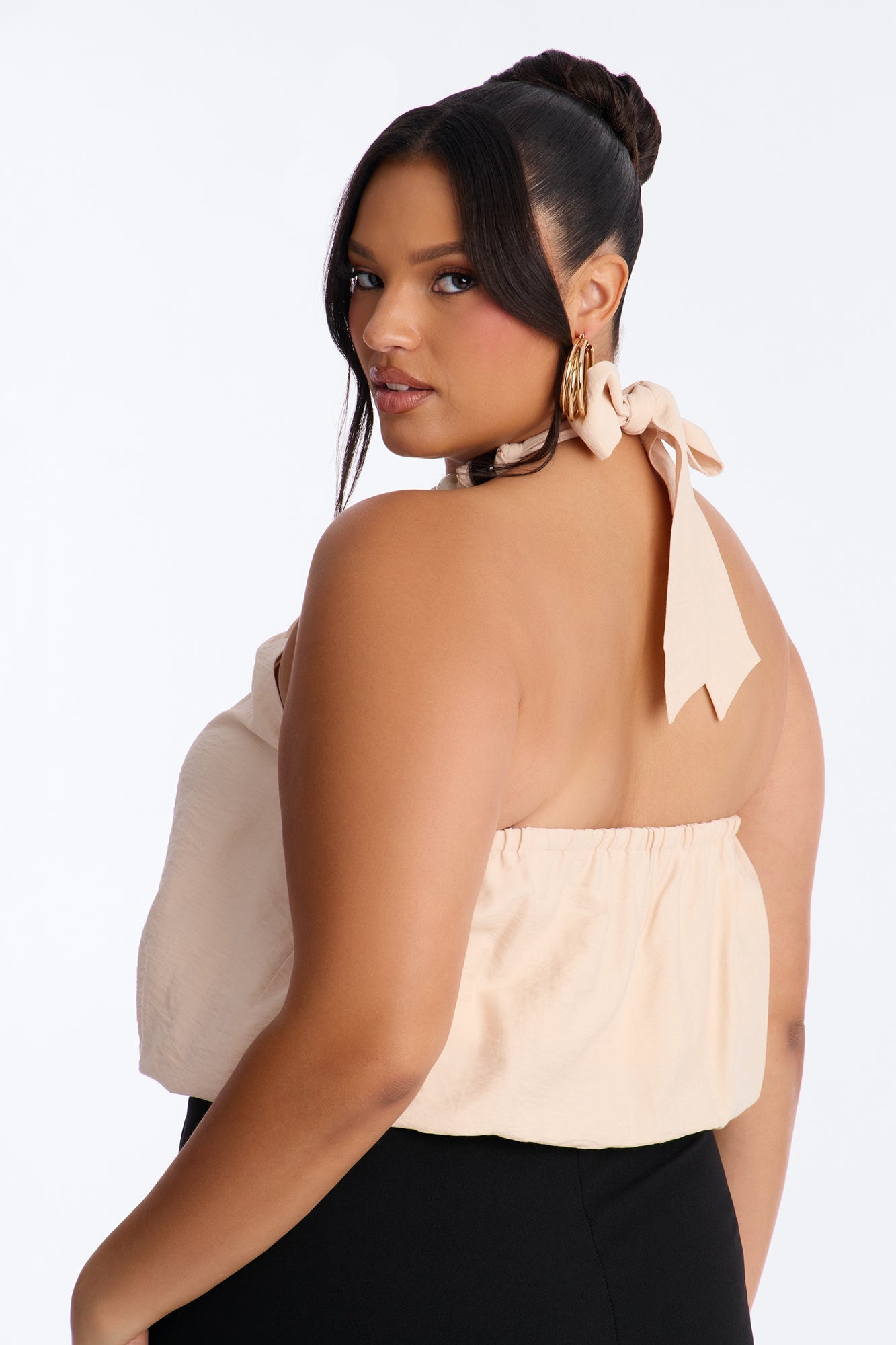 Beach Breeze Beaded Linen Halter Top - Ivory NEWFASHIONEDGE