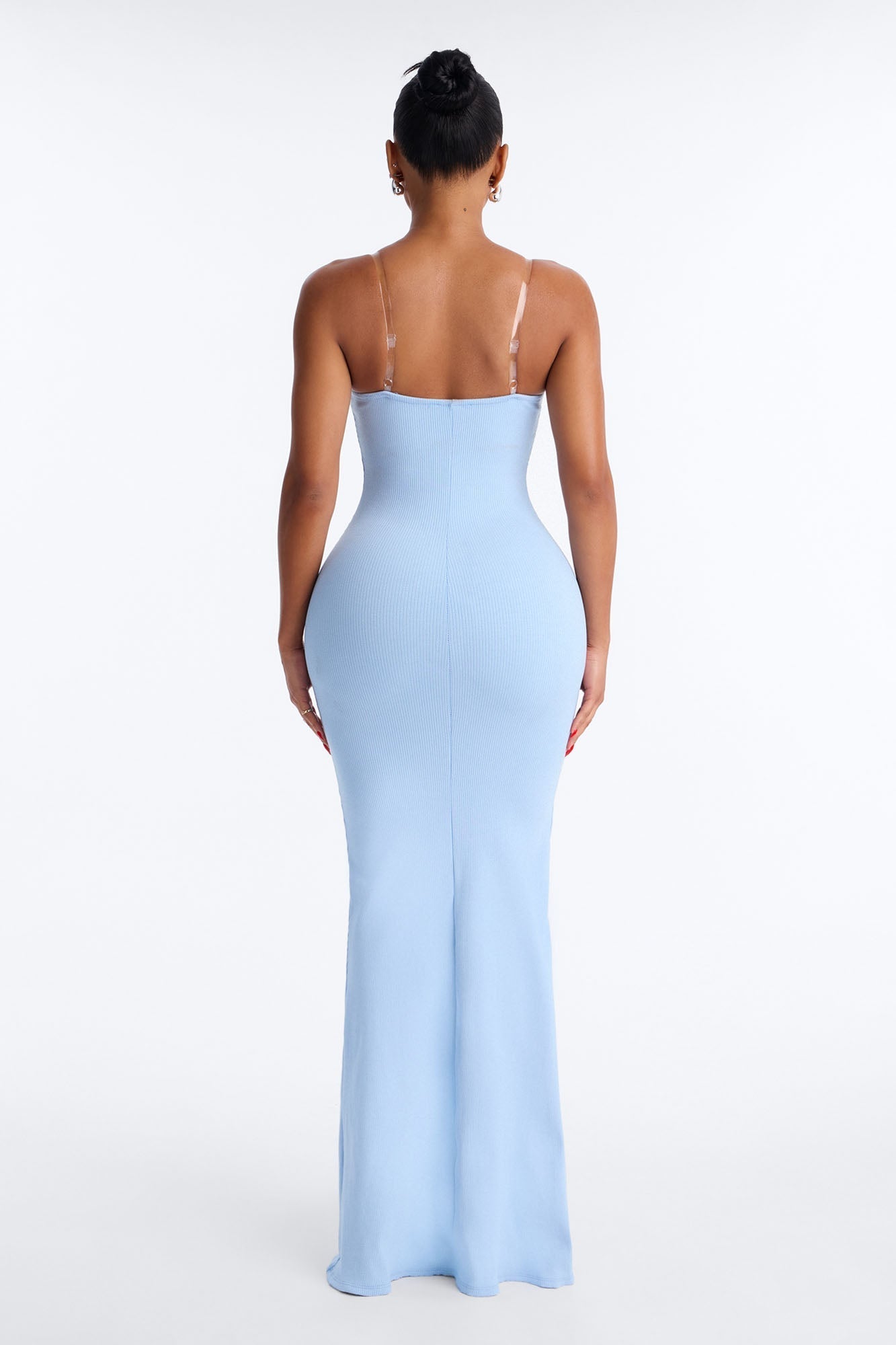 Scarlett Snatched Clear Strap Maxi Dress - Light Blue NEWFASHIONEDGE