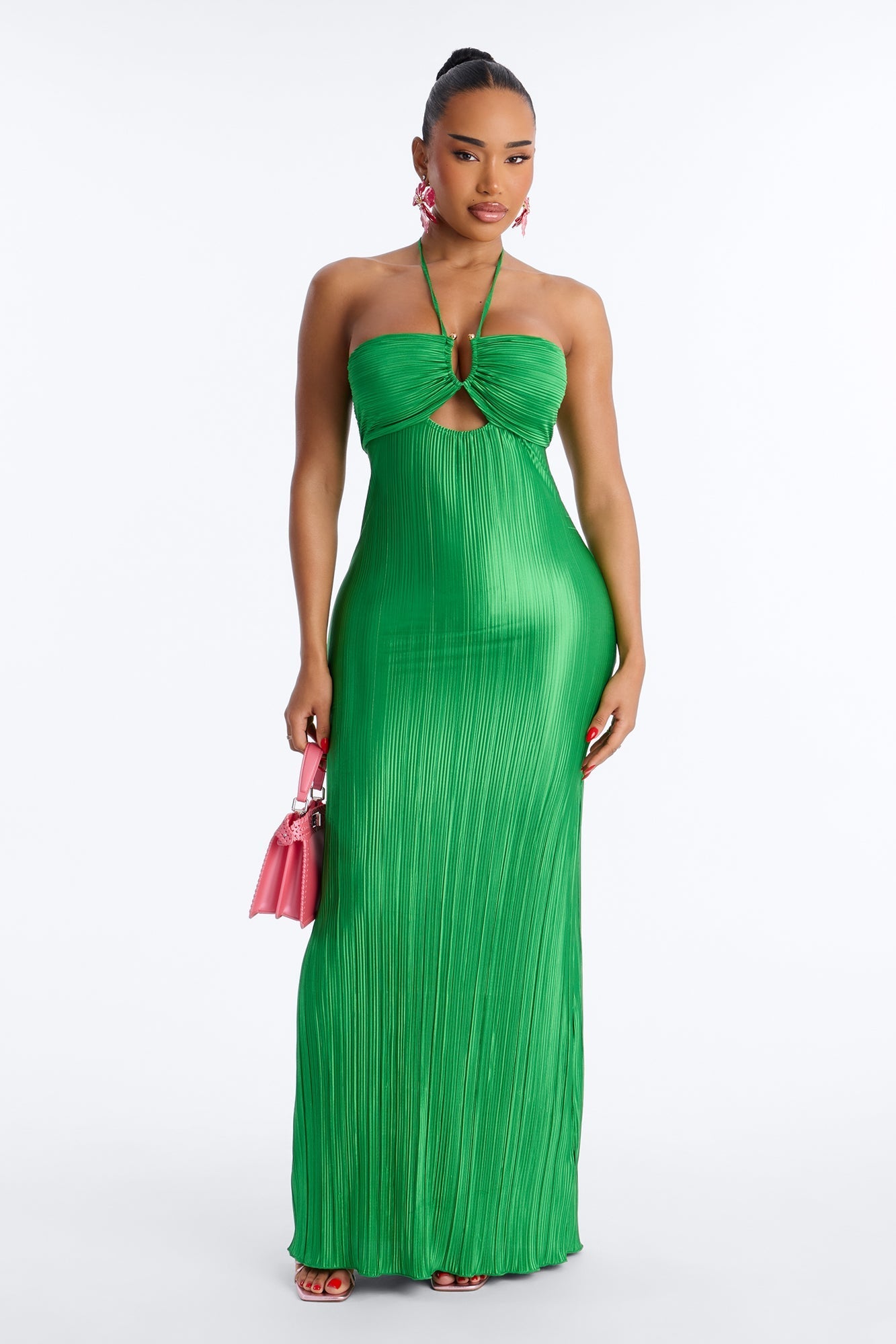 Paradise Glow Plisse Maxi Dress - Lime NEWFASHIONEDGE