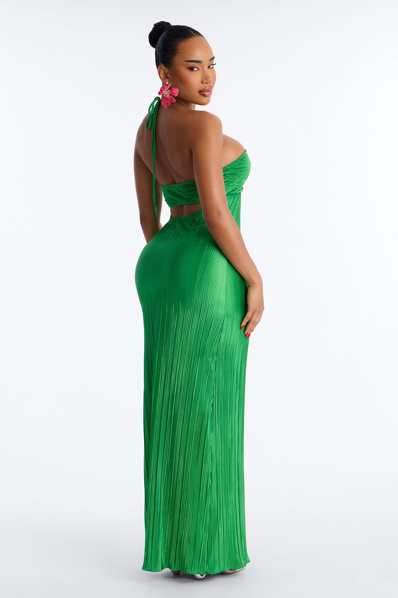 Paradise Glow Plisse Maxi Dress - Lime NEWFASHIONEDGE