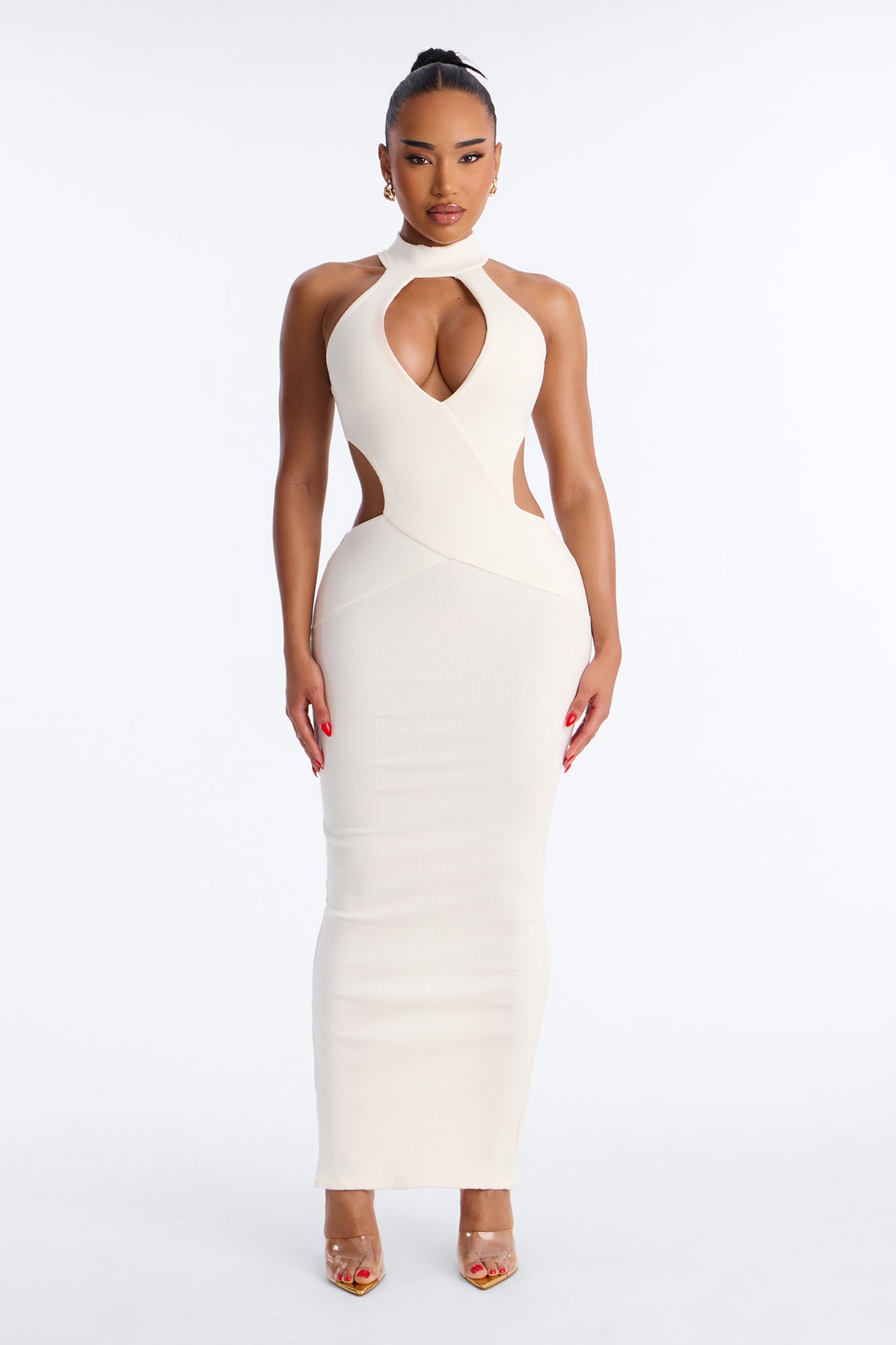 Scarlett Snatched Maxi Dress - Off White NEWFASHIONEDGE