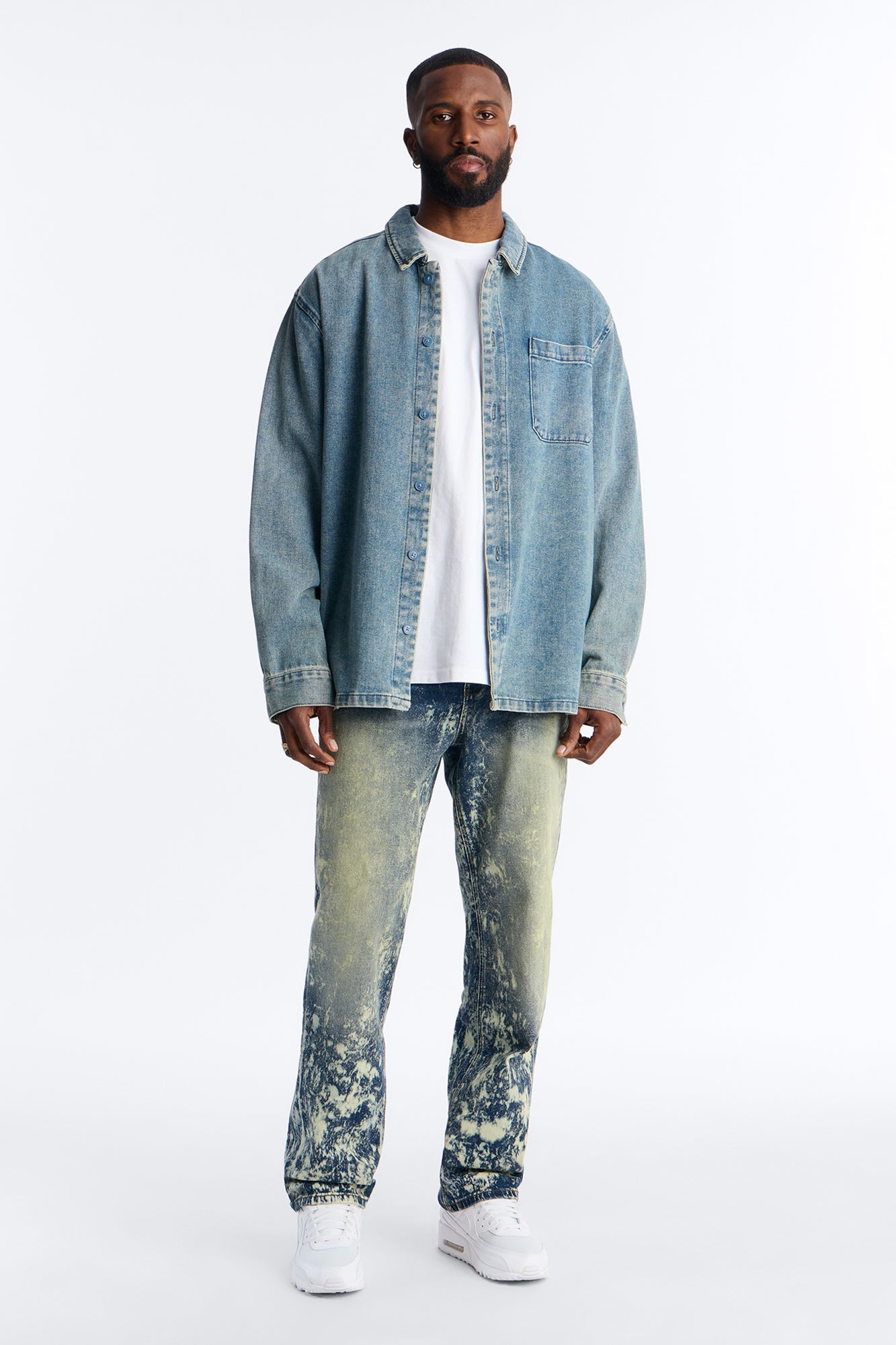 Timeless Bleach Washed Straight Jeans - Dark Wash