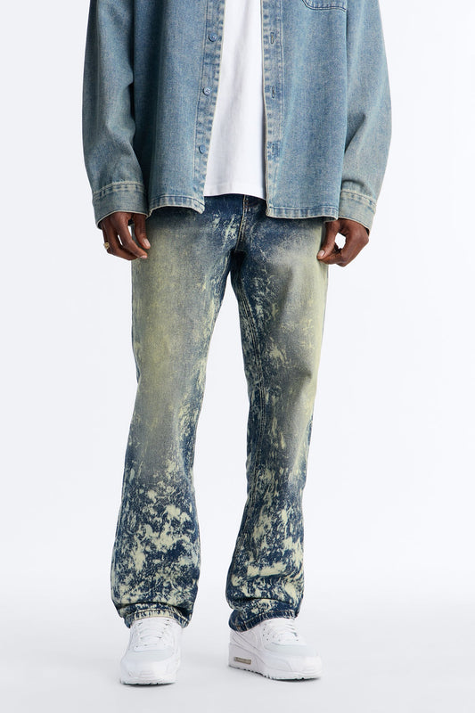 Timeless Bleach Washed Straight Jeans - Dark Wash