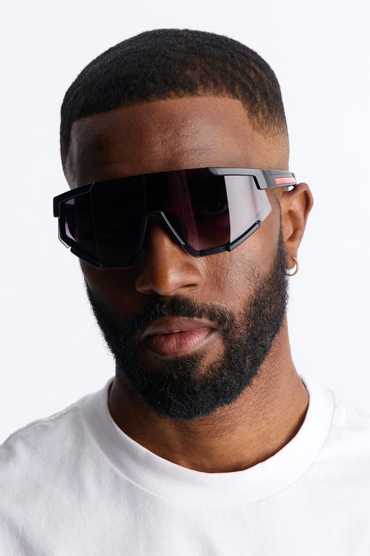 Striving Forward Sport Wrap Sunglasses - Black/Red