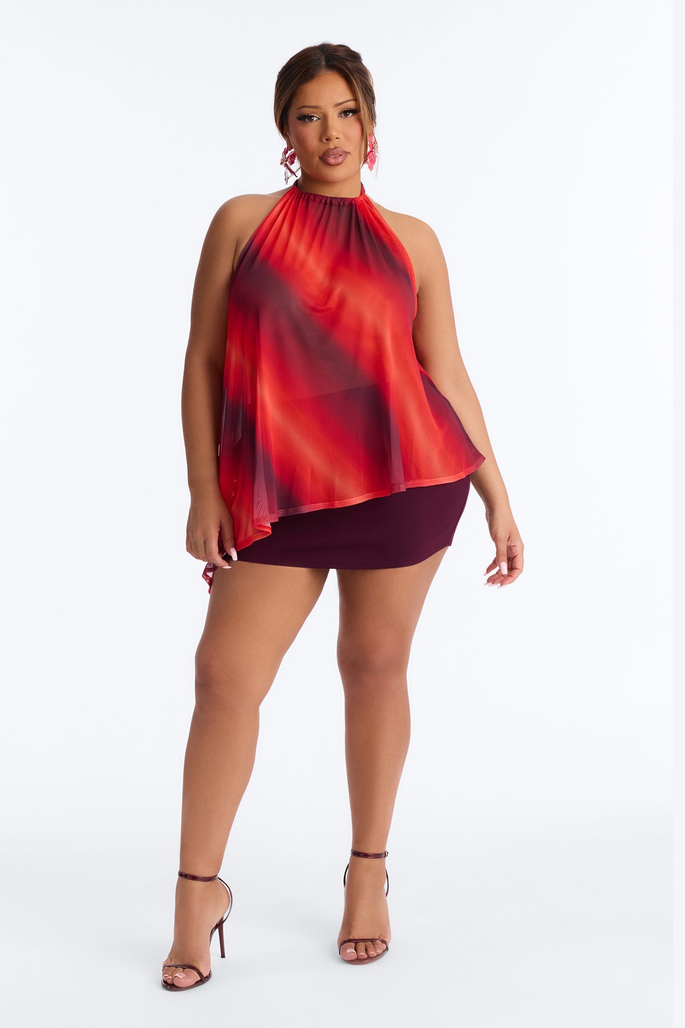 Amber Sky Ombre Asymmetrical Sleeveless Top - Orange/combo Fashion Nova