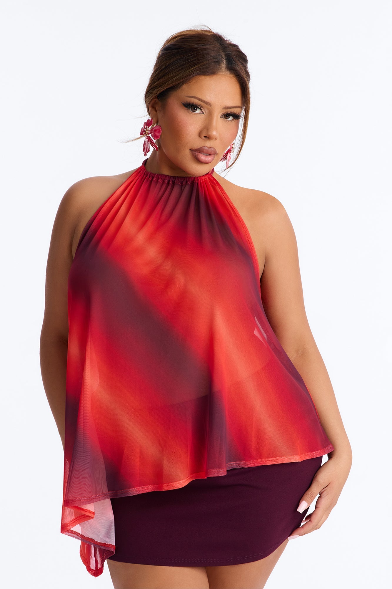 Amber Sky Ombre Asymmetrical Sleeveless Top - Orange/combo Fashion Nova