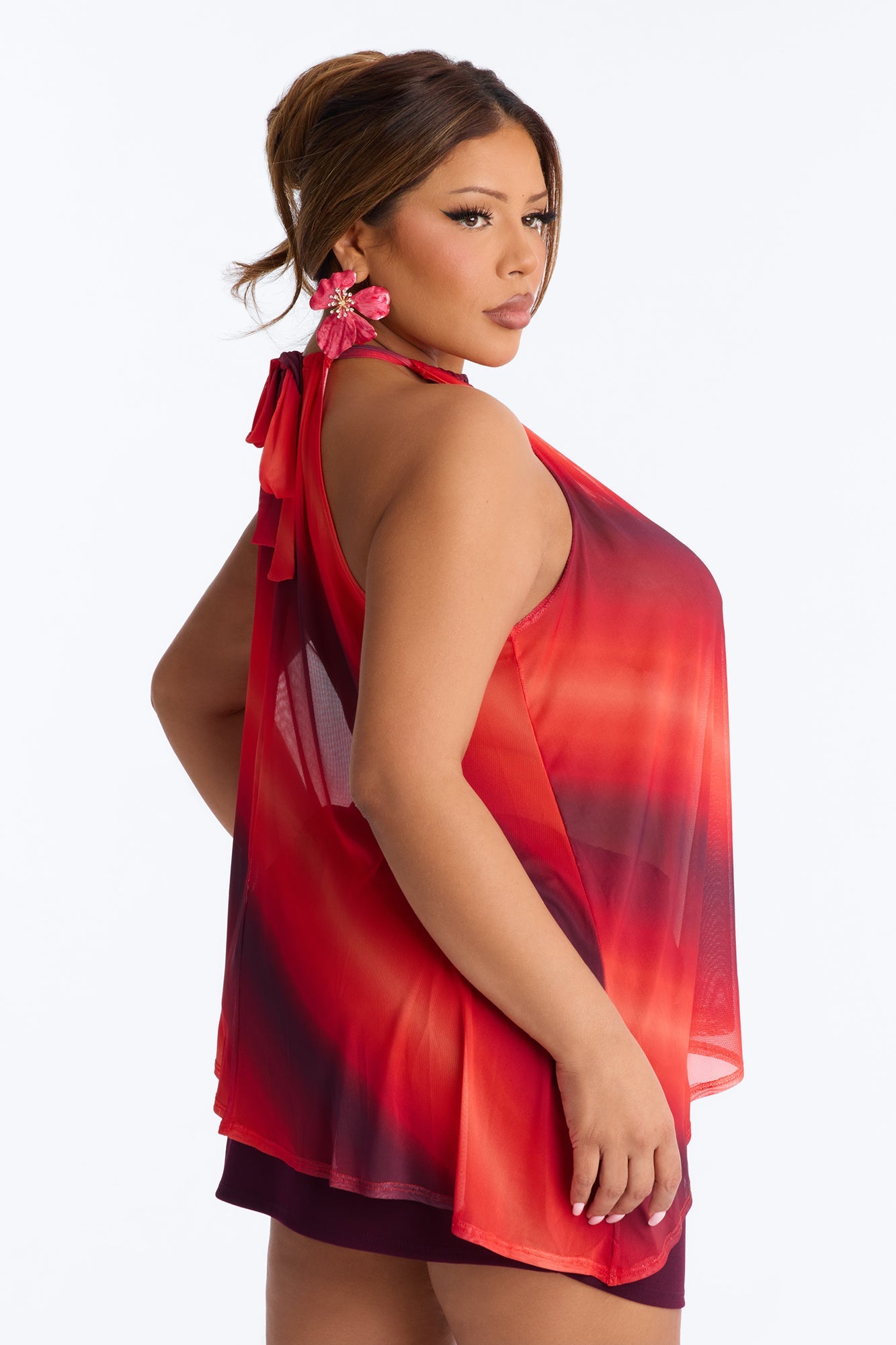 Amber Sky Ombre Asymmetrical Sleeveless Top - Orange/combo Fashion Nova