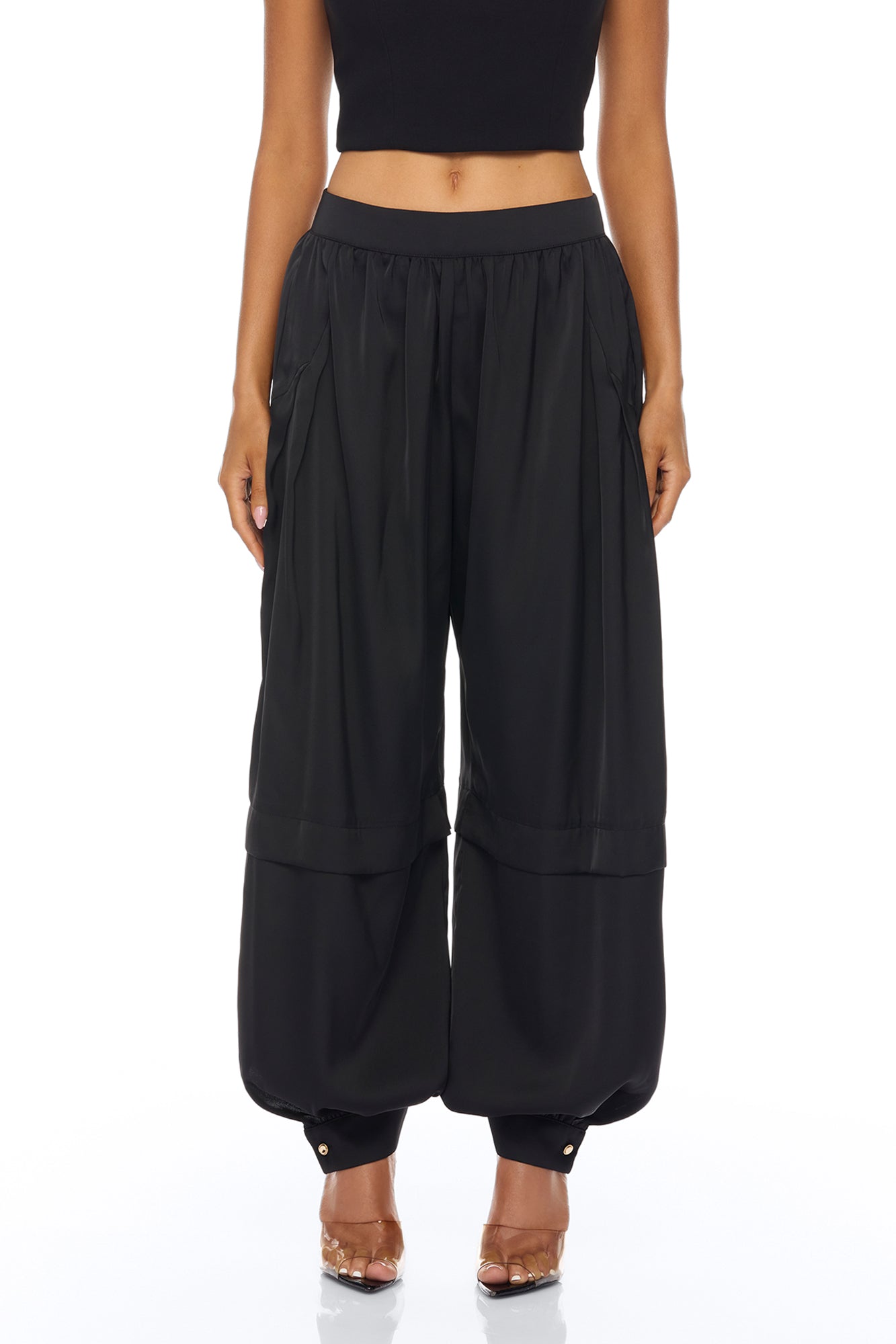 Cathryn Satin Balloon Pant - Black Fashion Nova