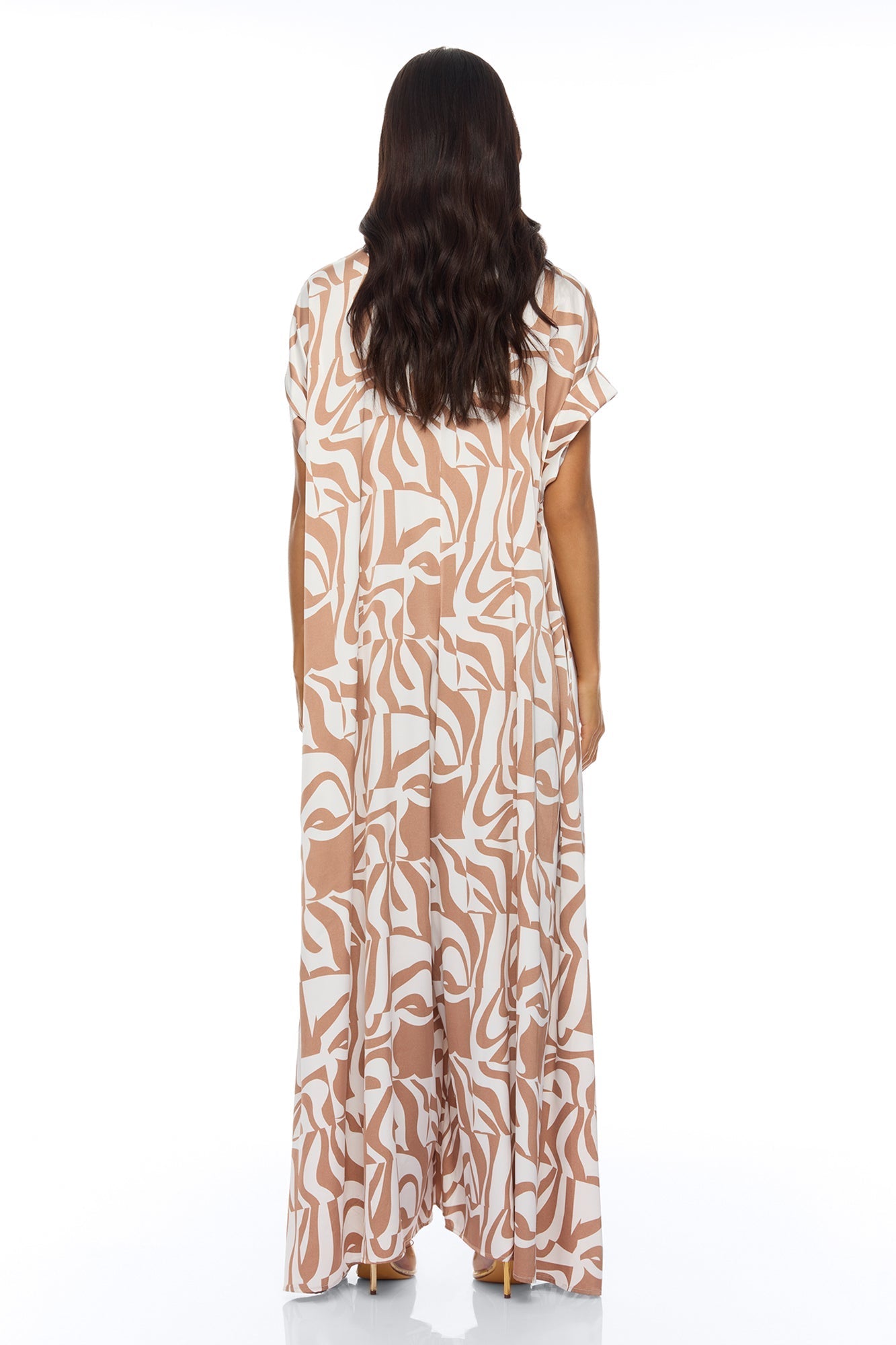 Keep It Causal Wide Leg Satin Jumpsuit - Taupe/combo NEWFASHIONEDGE