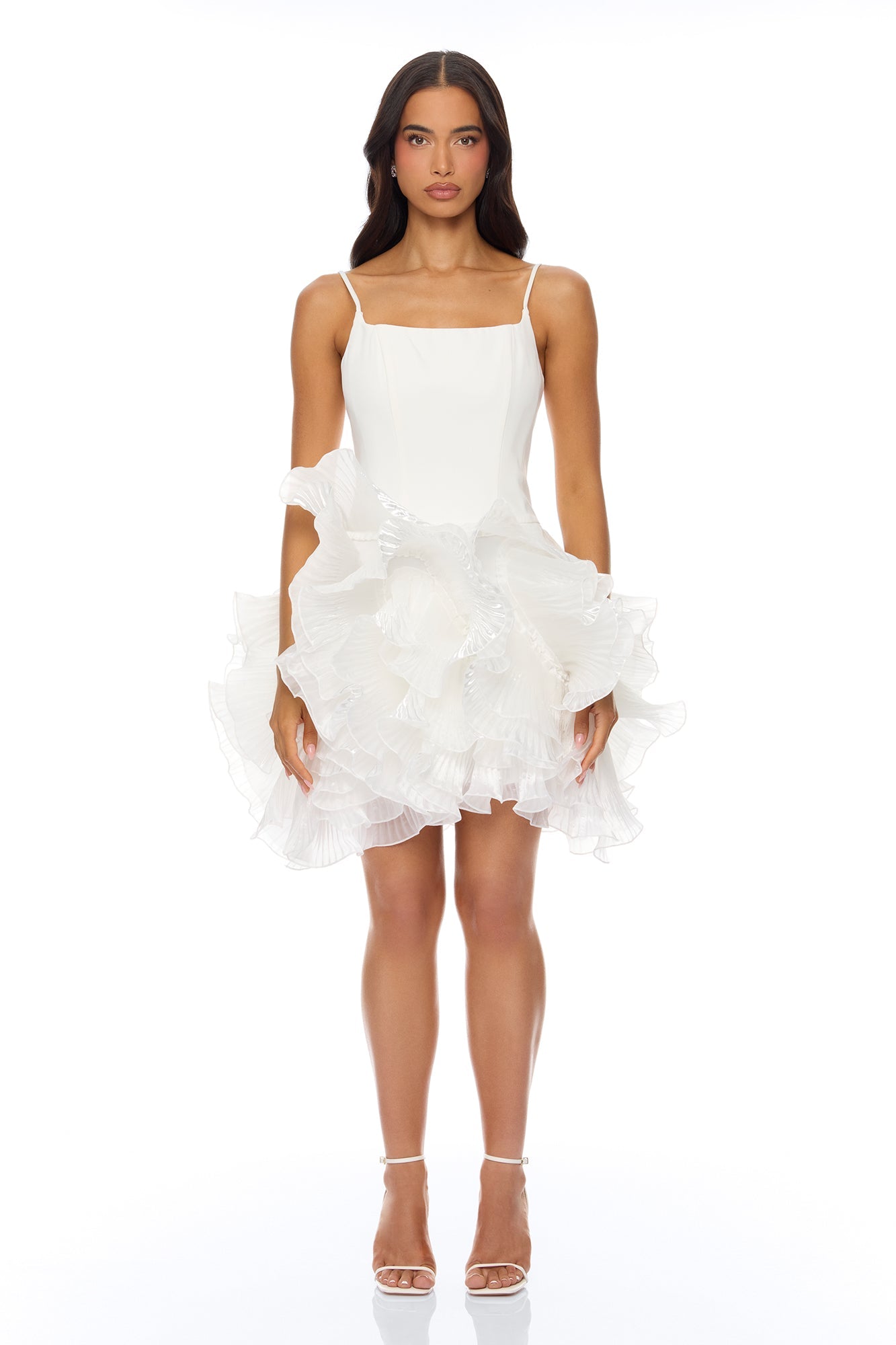 So Popular Ruffle Mini Dress - White Fashion Nova
