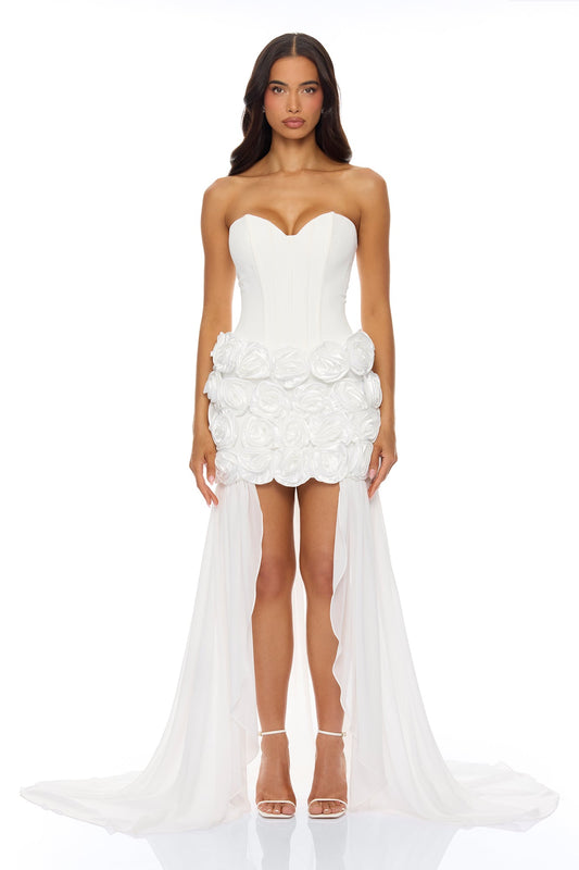 Alessia Floral Applique Maxi Dress - White