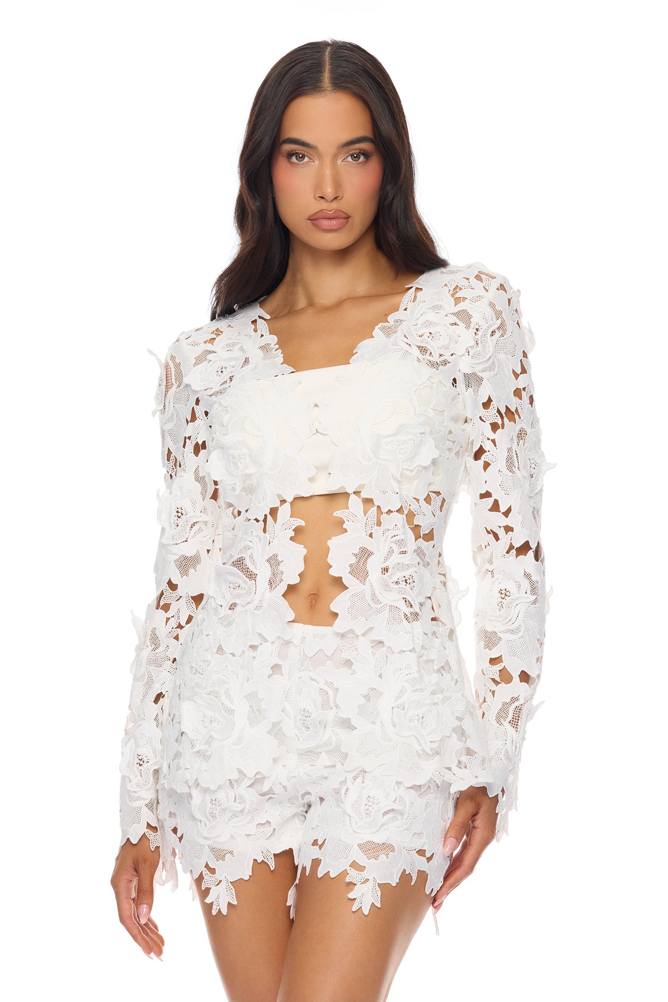 Jaslyn Embroidered Short Set - White Fashion Nova