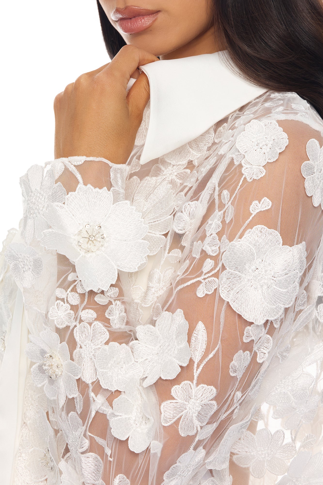 Flower Fields Embroidered Skirt Set - White