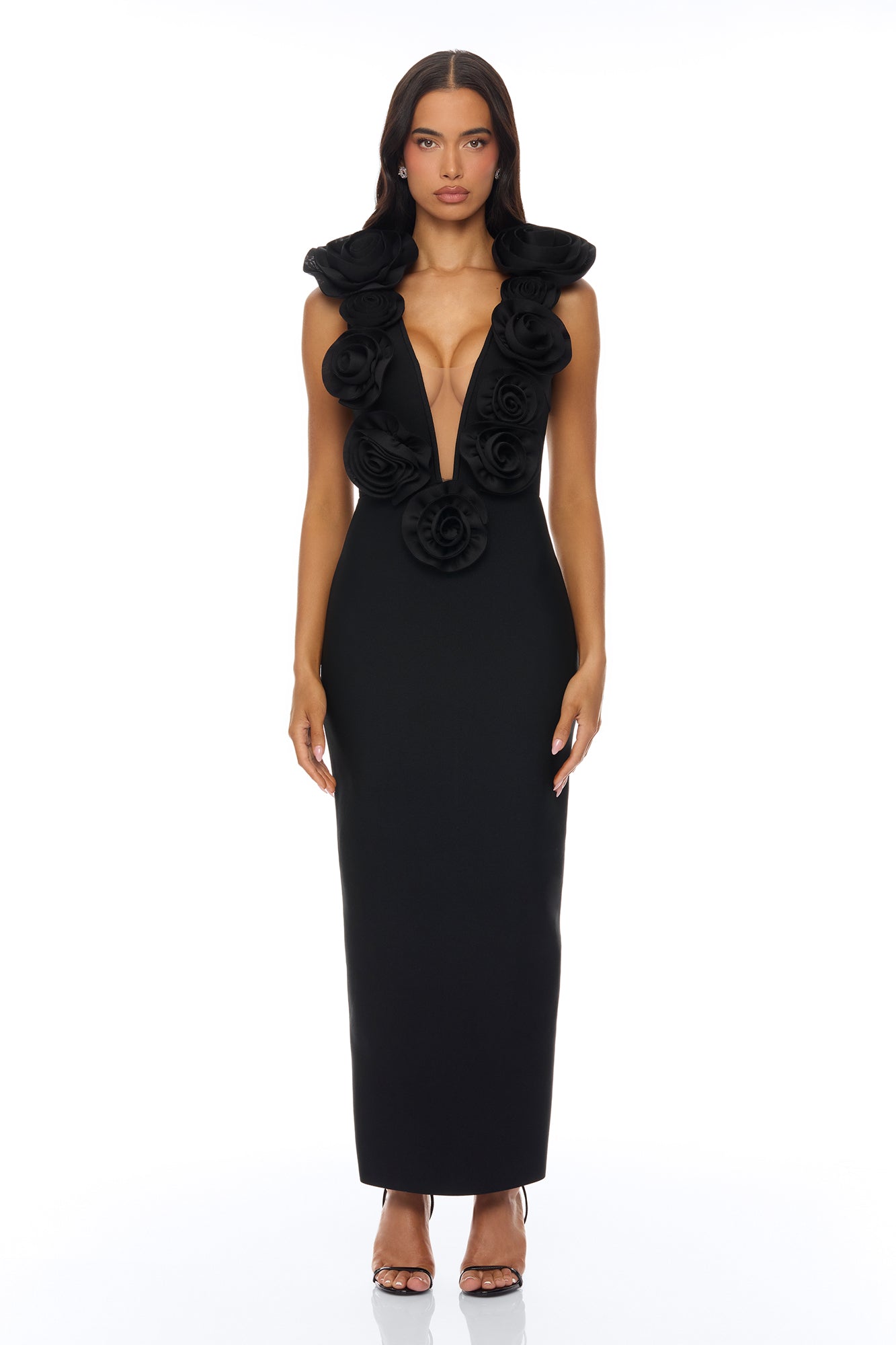 Rosalia Rosette Bandage Maxi Dress - Black NEWFASHIONEDGE