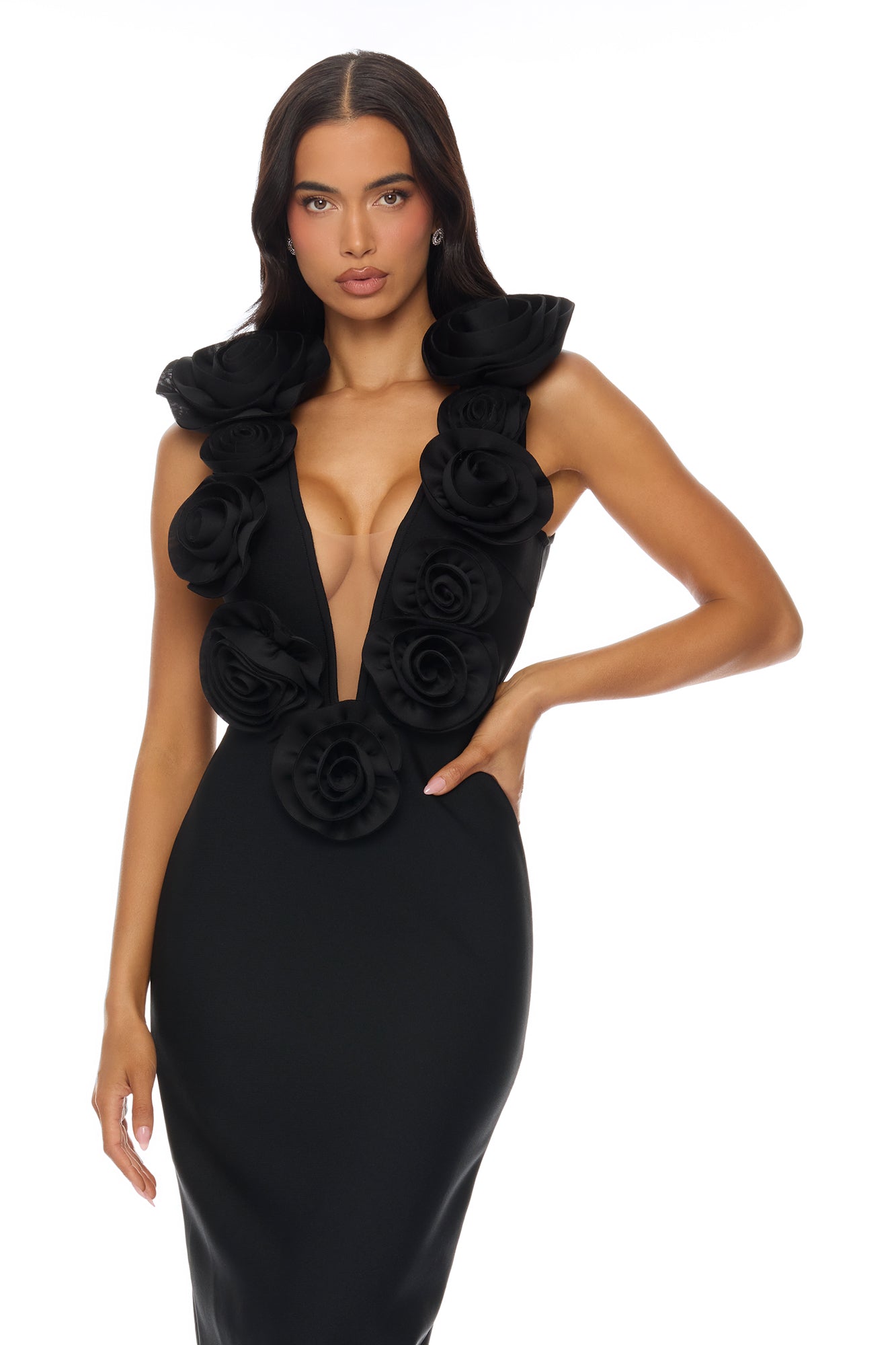 Rosalia Rosette Bandage Maxi Dress - Black NEWFASHIONEDGE